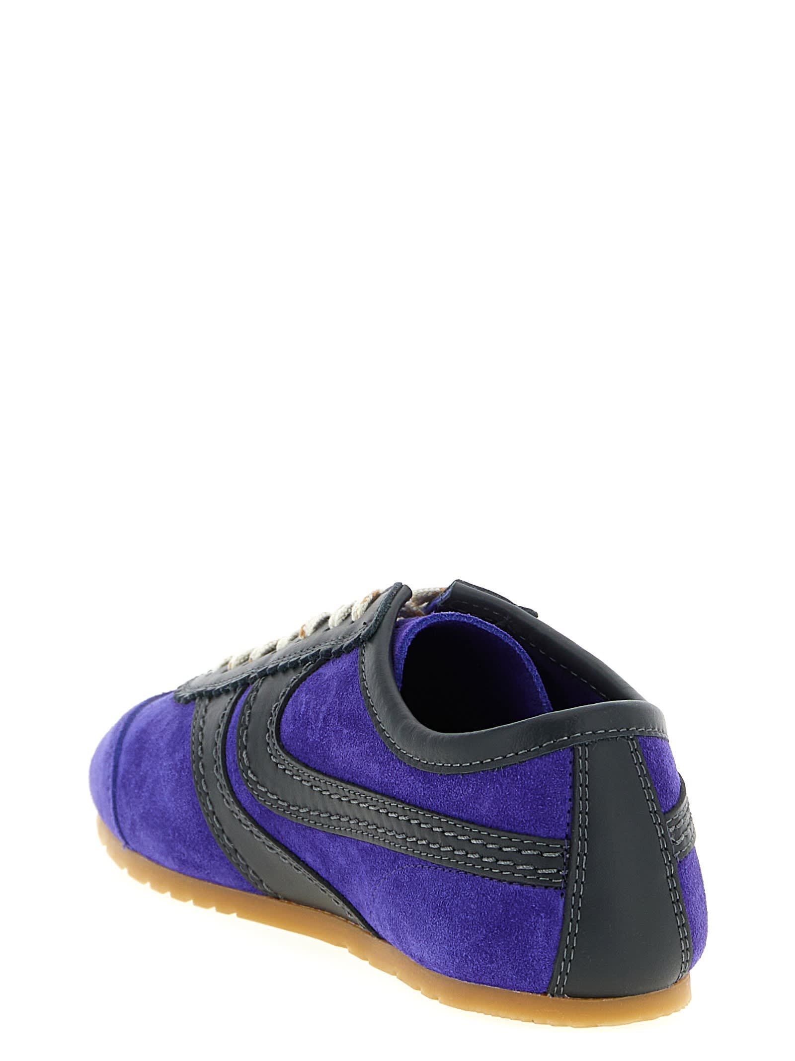 Dries Van Noten Suede Panel Sneakers Rubber Sole In Purple