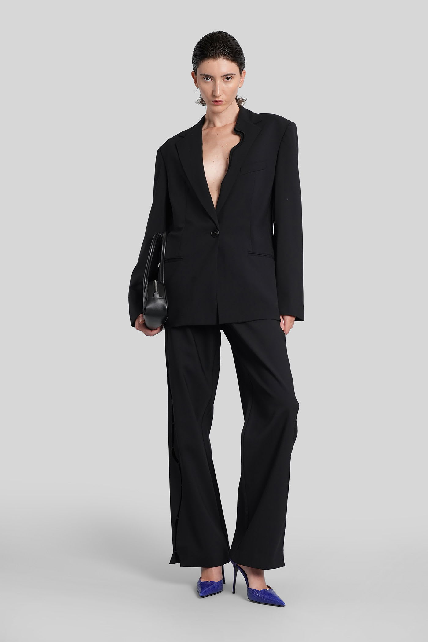 Christopher Esber Pants In Black Wool In Blue