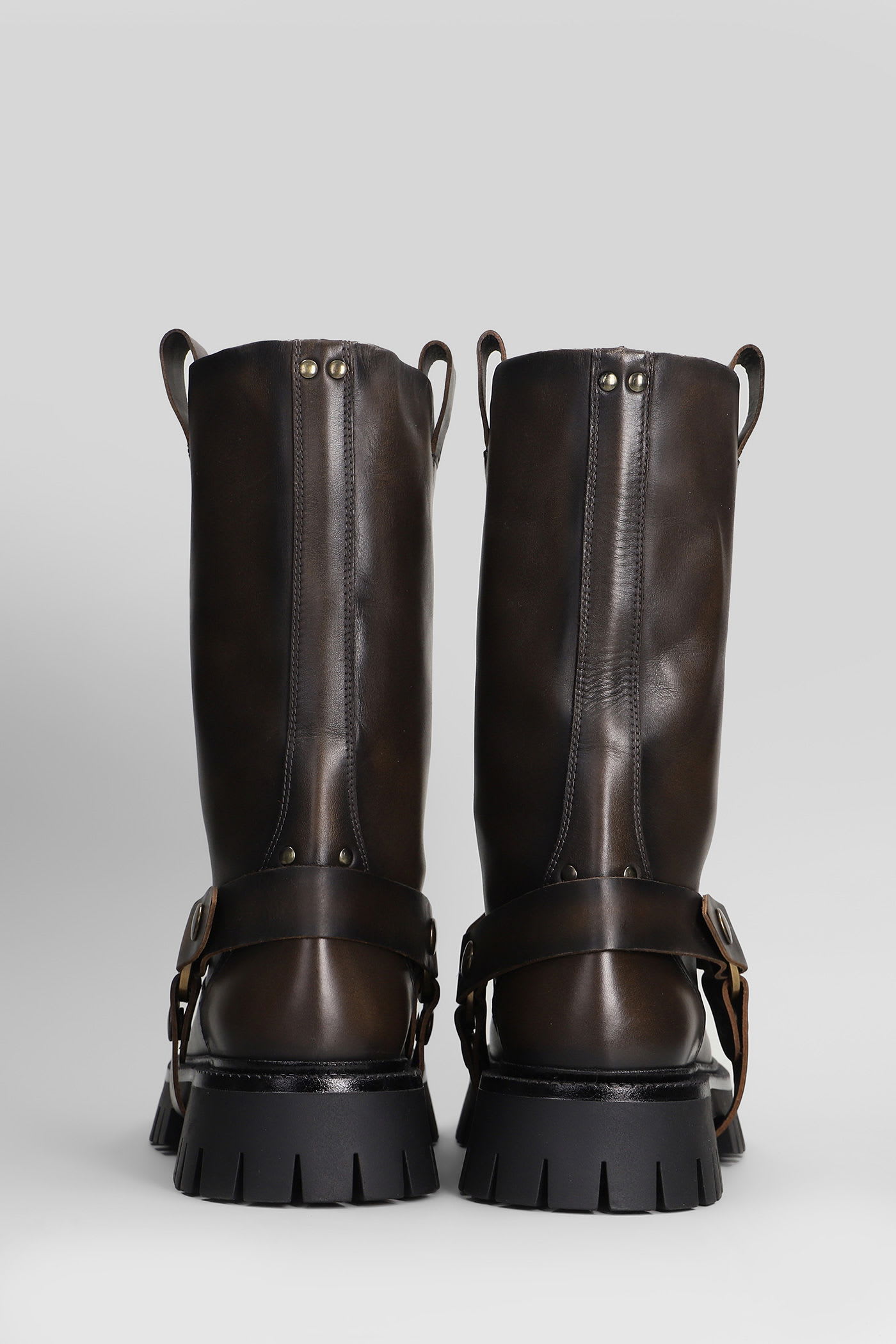 Golden Goose Kurt Chunky Low Heels Ankle Boots In Brown Leather In Brown