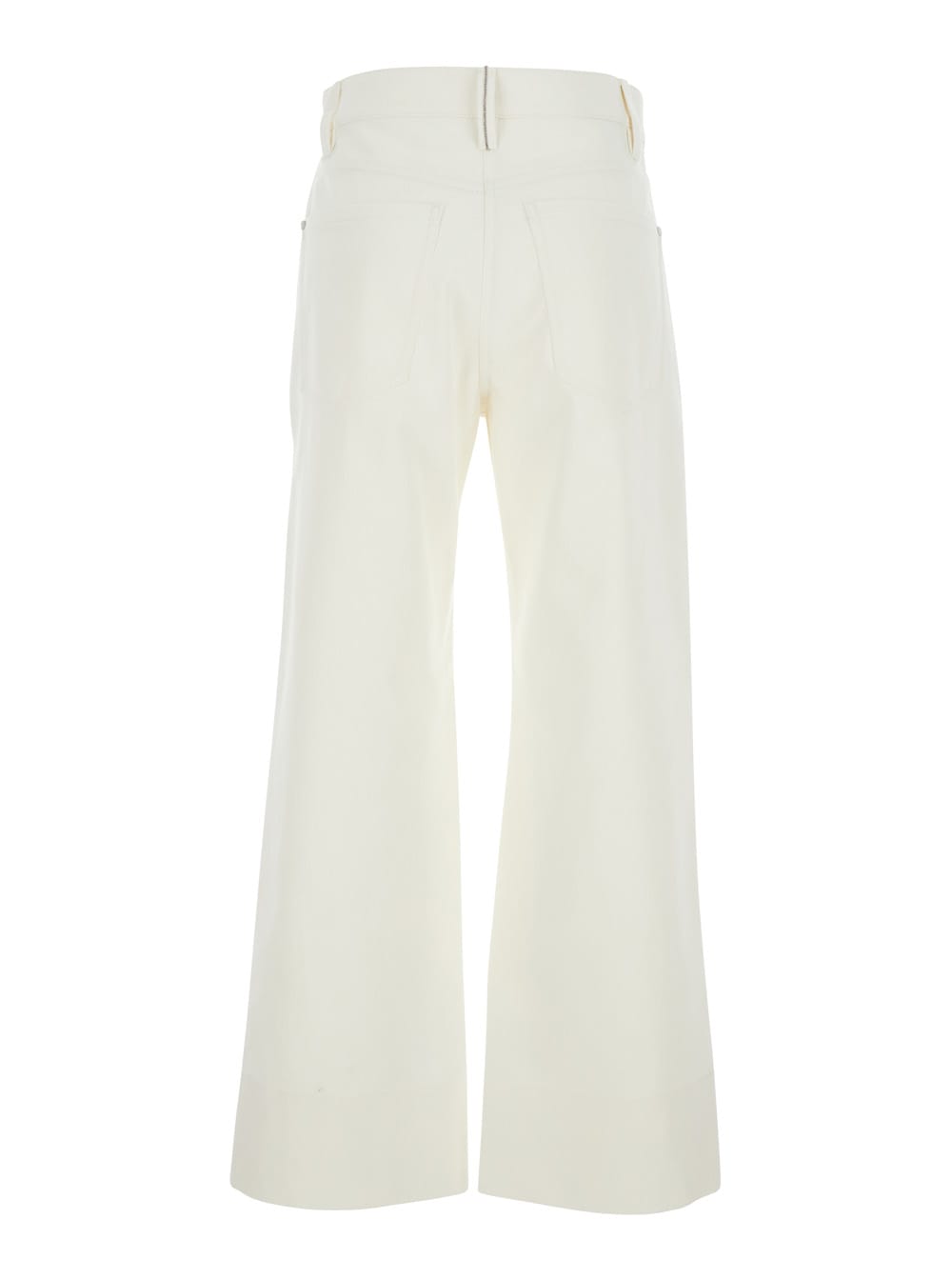 Brunello Cucinelli Crop Pants With Belt Loops And Pockets In White