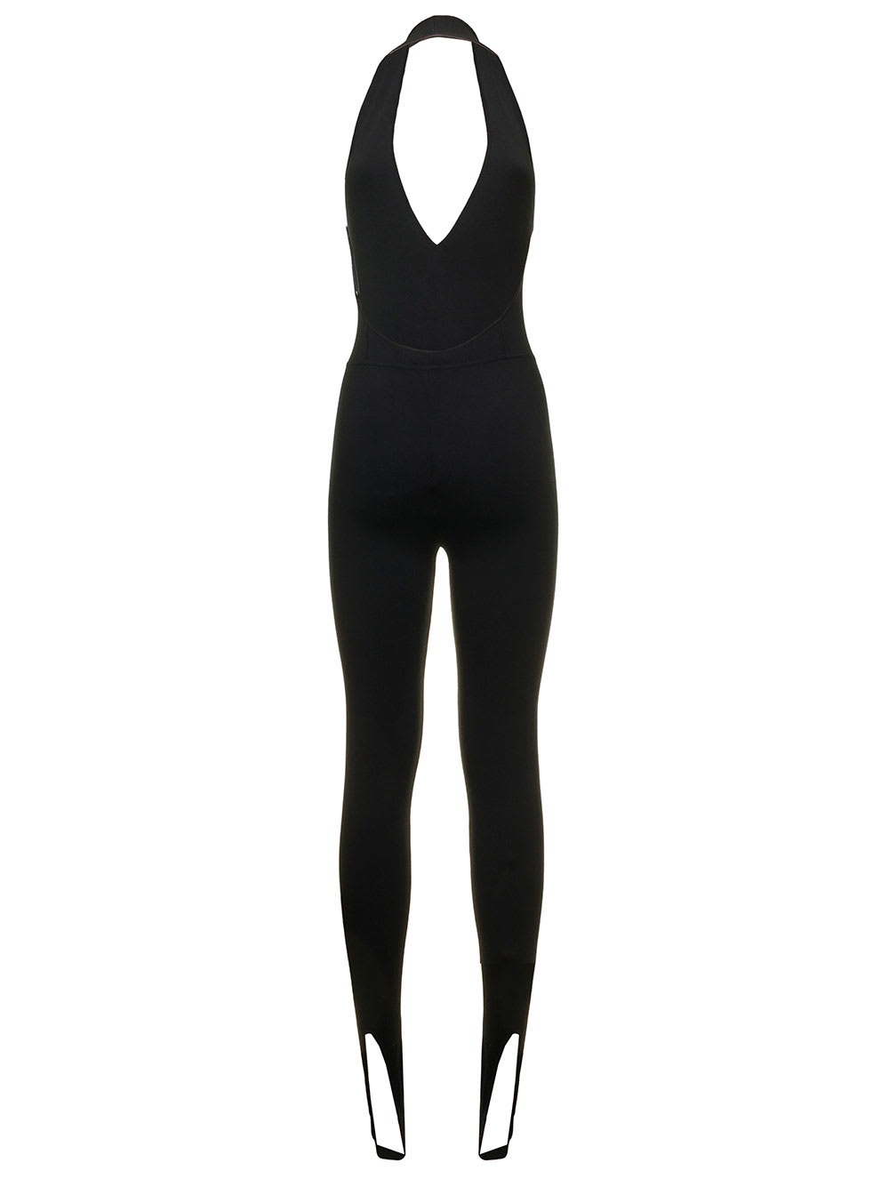 Shop Saint Laurent Halterneck Black Open-back Jumpsuit Woman