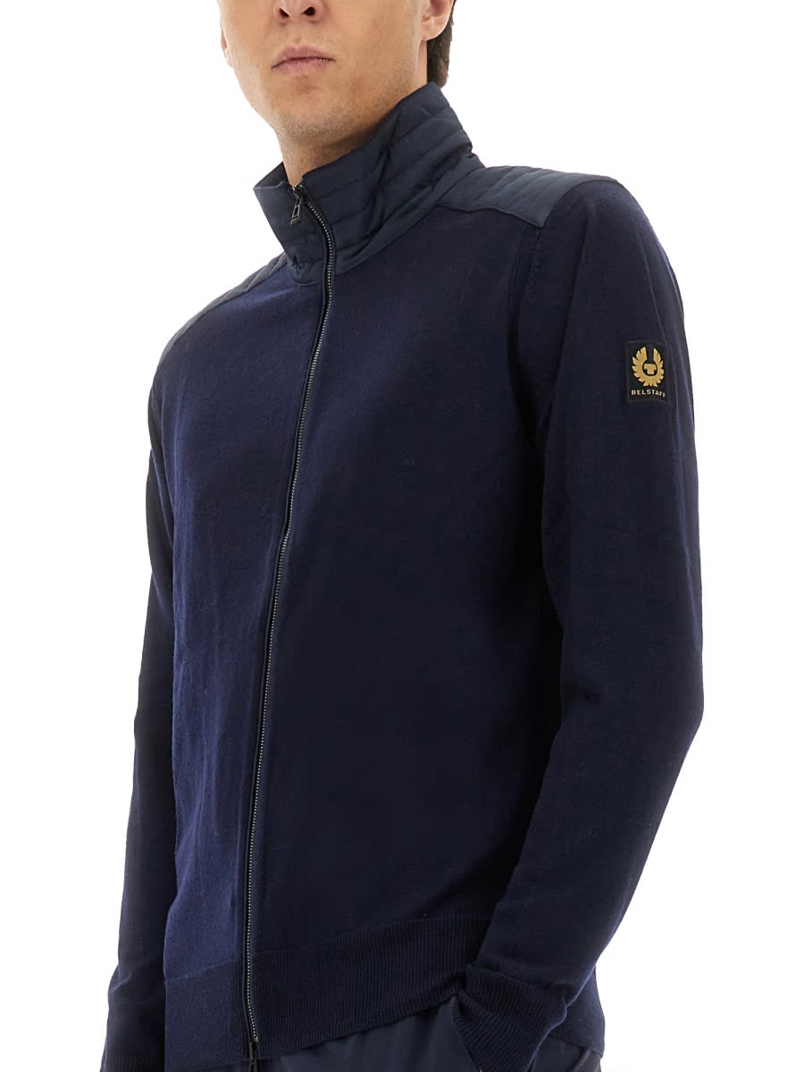 Belstaff Kelby Padded-detail Cardigan In Blue