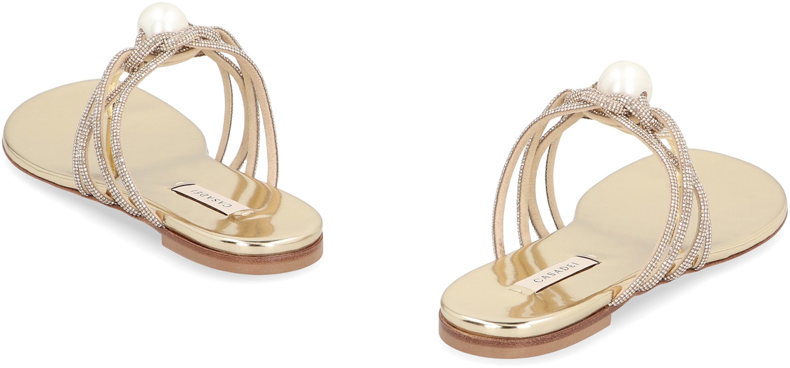 Casadei Embellished Fabric Labuan Thong Slippers In Gold