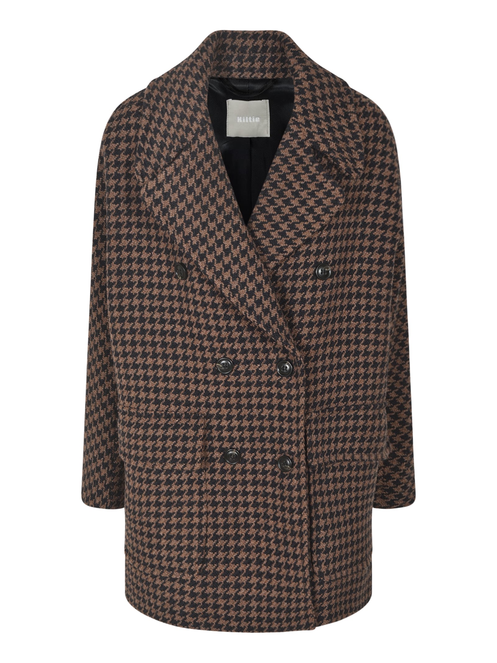 Double-breasted Houndstooth Coat