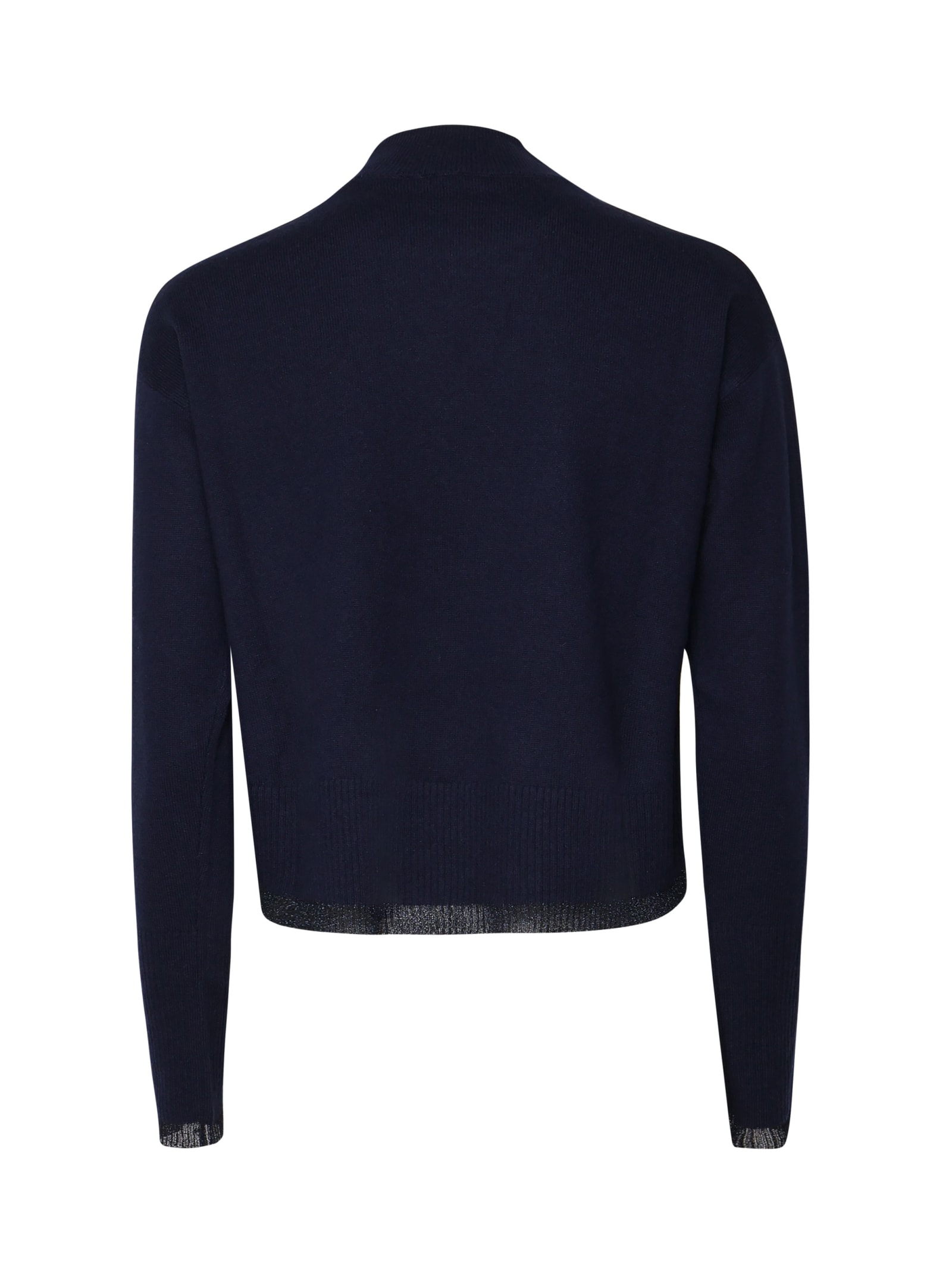 Shop Pinko Short Sweater With Half Turtleneck In Blue Navy