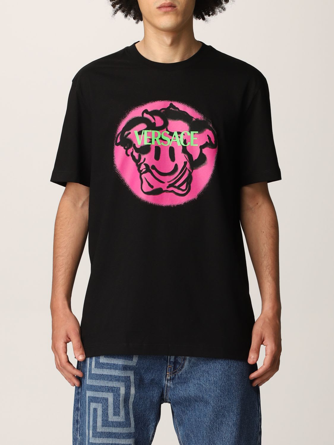 Versace T-shirt Versace Cotton T-shirt Featuring Medusa Smiley And Logo