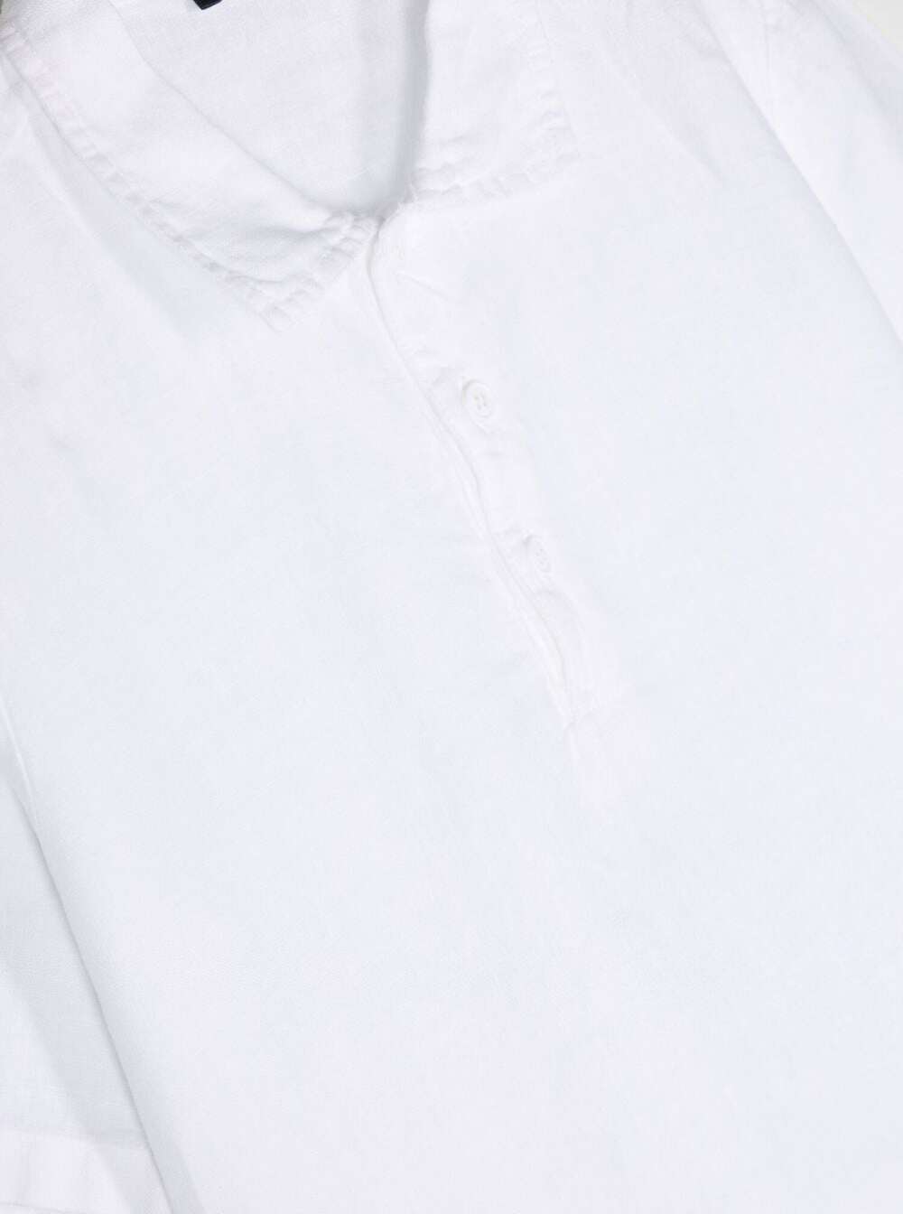 Shop Il Gufo White Polo Shirt With Short Sleeves In Linen Boy