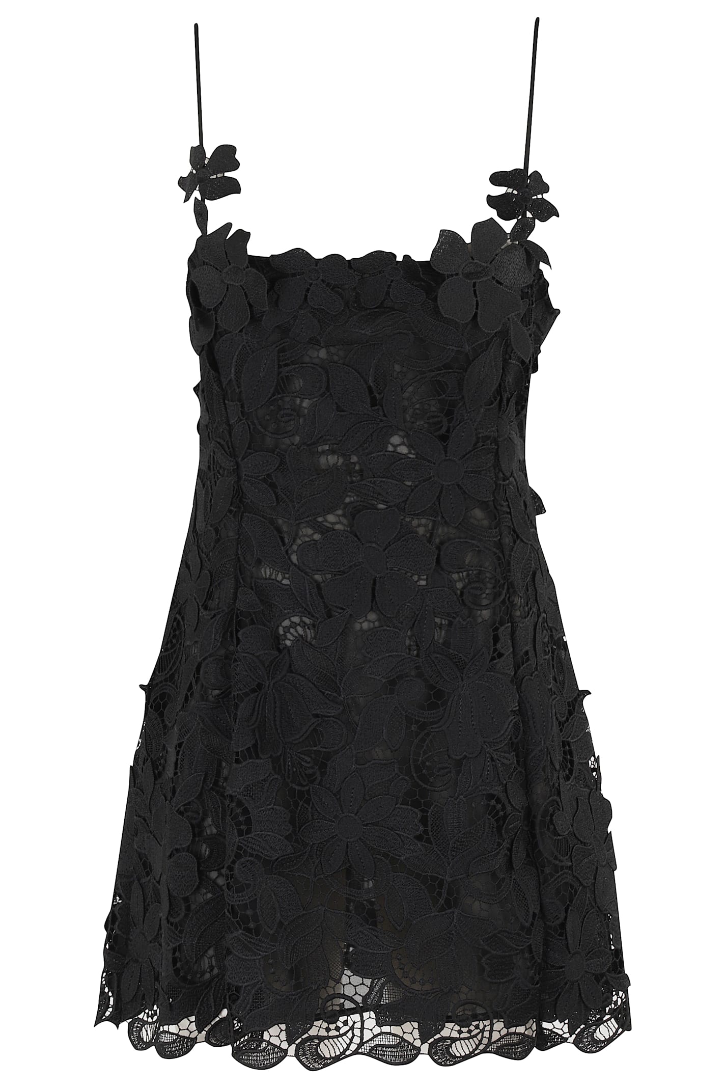 Blumarine Floral-lace Mini Party Dress In Black