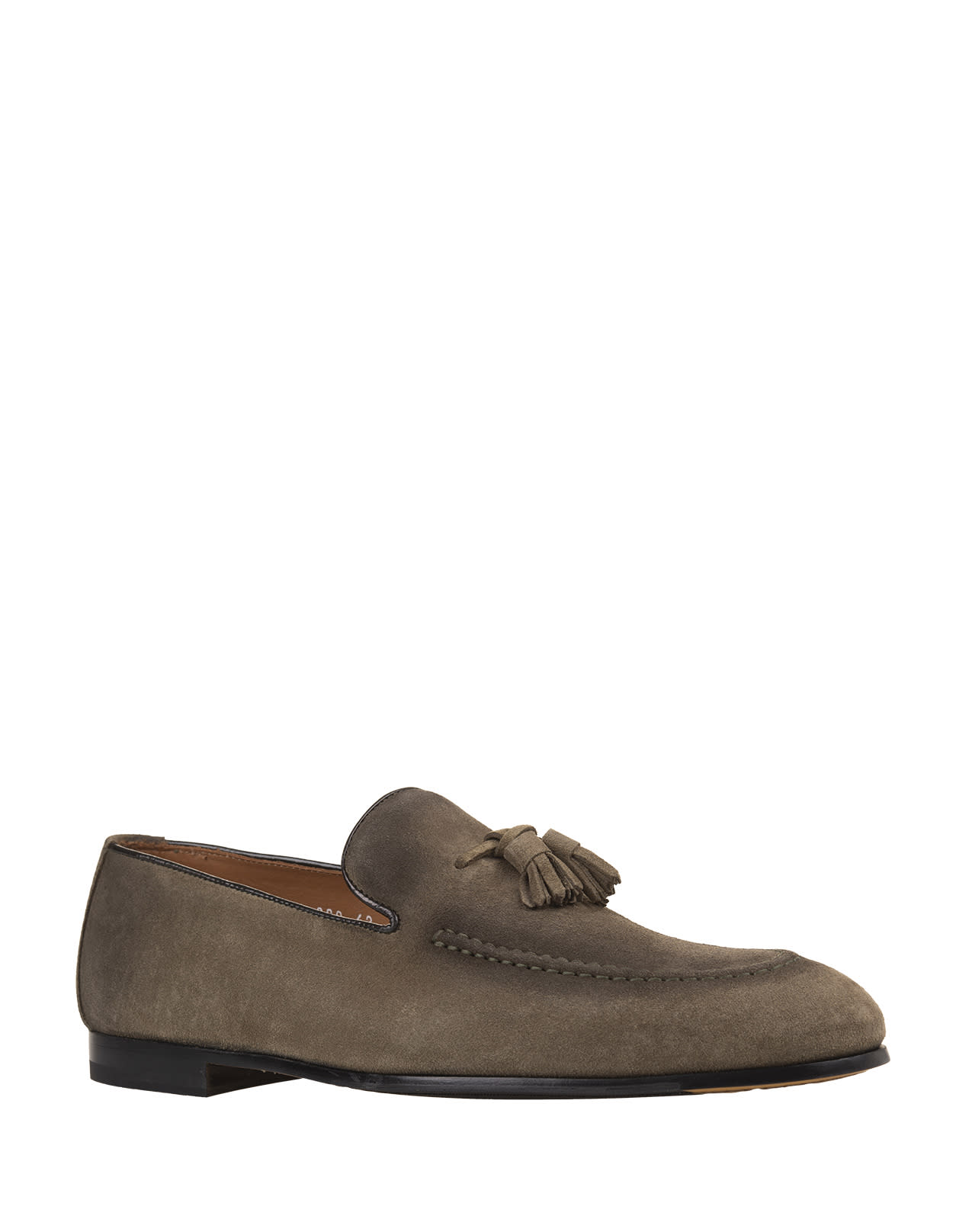 Shop Doucal's Mud Suede Loafers With Tassels In Green