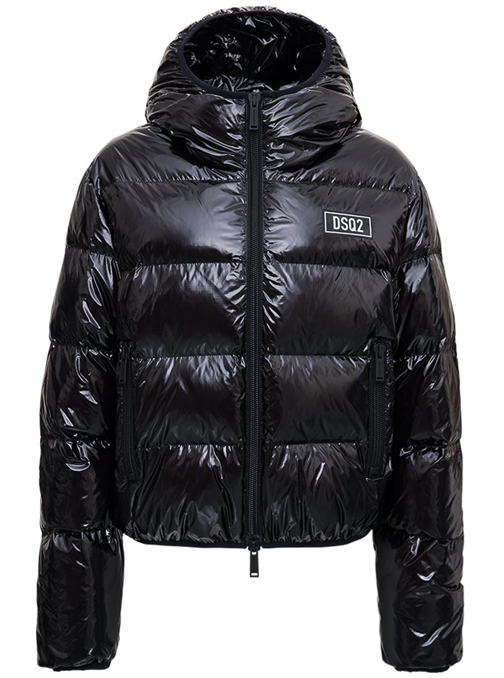 Dsquared2 Black Down Jacket In Shiny Nylon | Coshio Online Shop