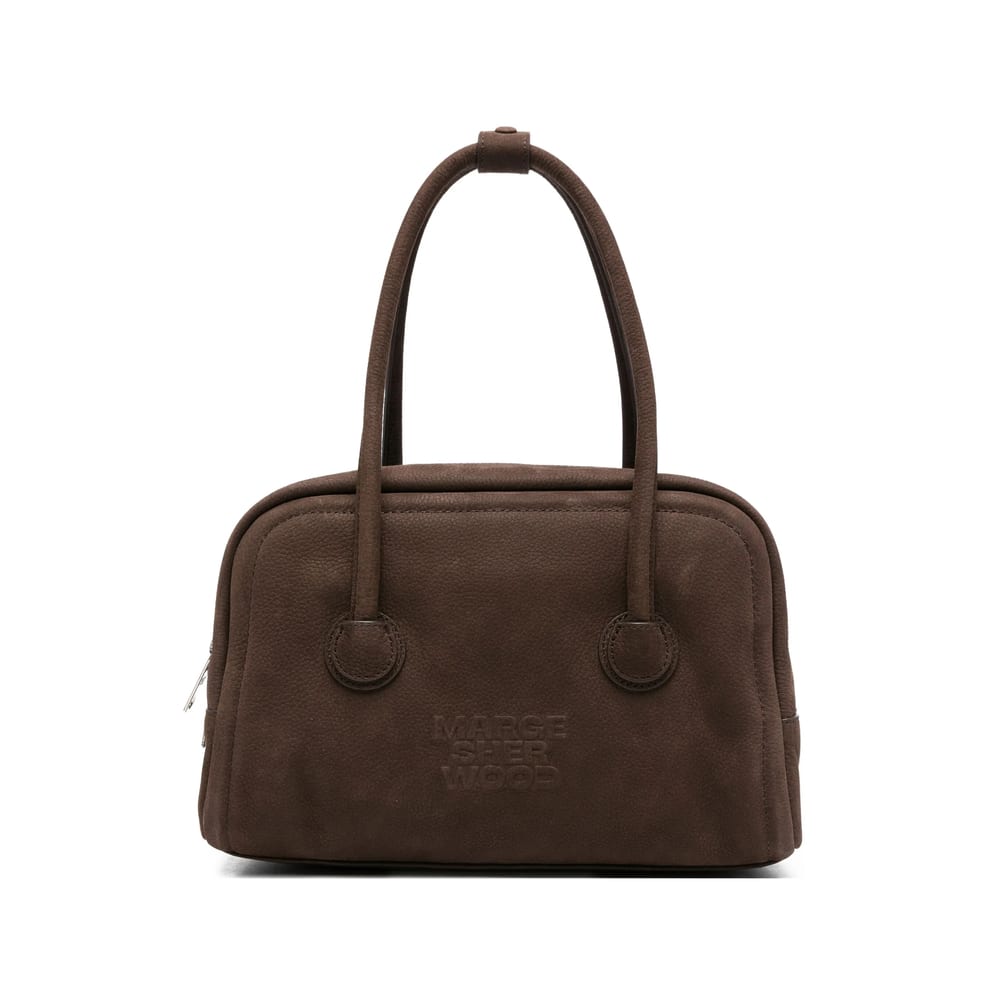 Margesherwood 'boston' Brown Shoulder Bag With Embossed Logo Lettering On The Front In Leather Woman In Brown