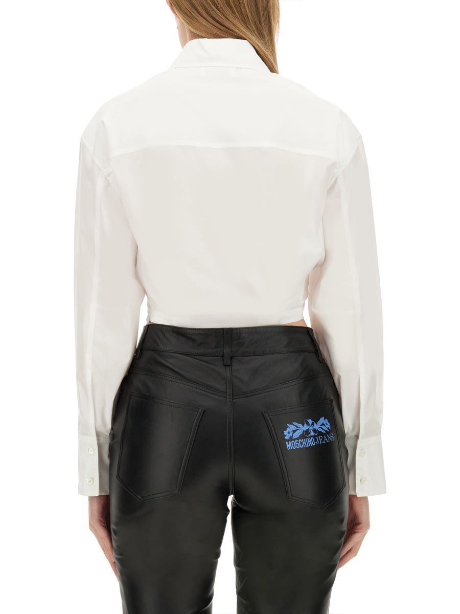 Shop M05ch1n0 Jeans Cropped Shirt In White