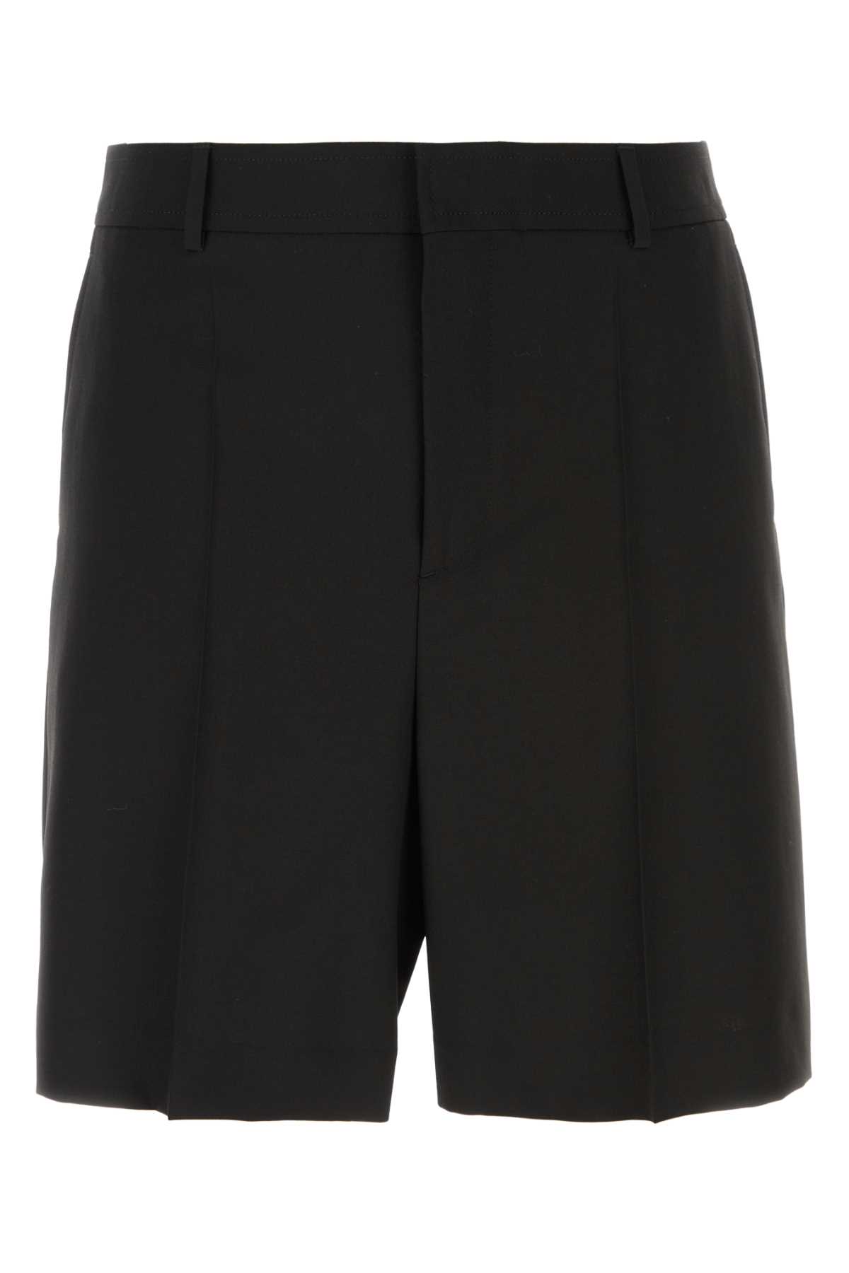 Shop Valentino Black Wool Bermuda Shorts In Nero