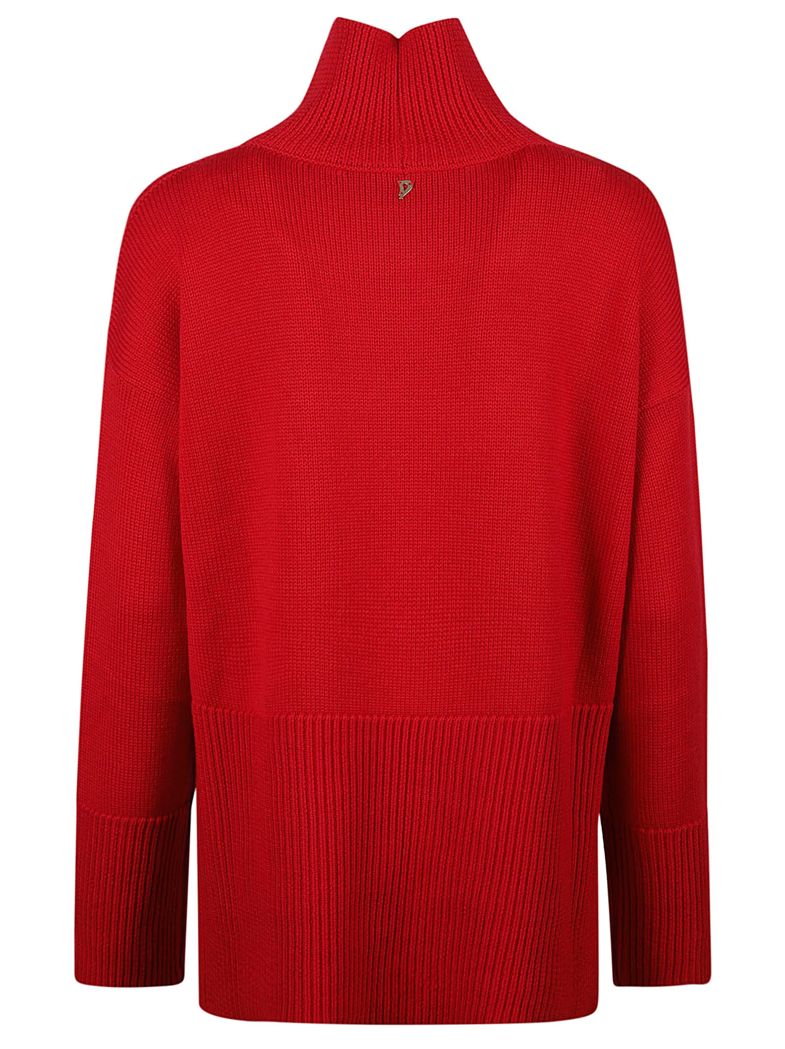 Shop Dondup Side Slit Rollneck Pullover In Red