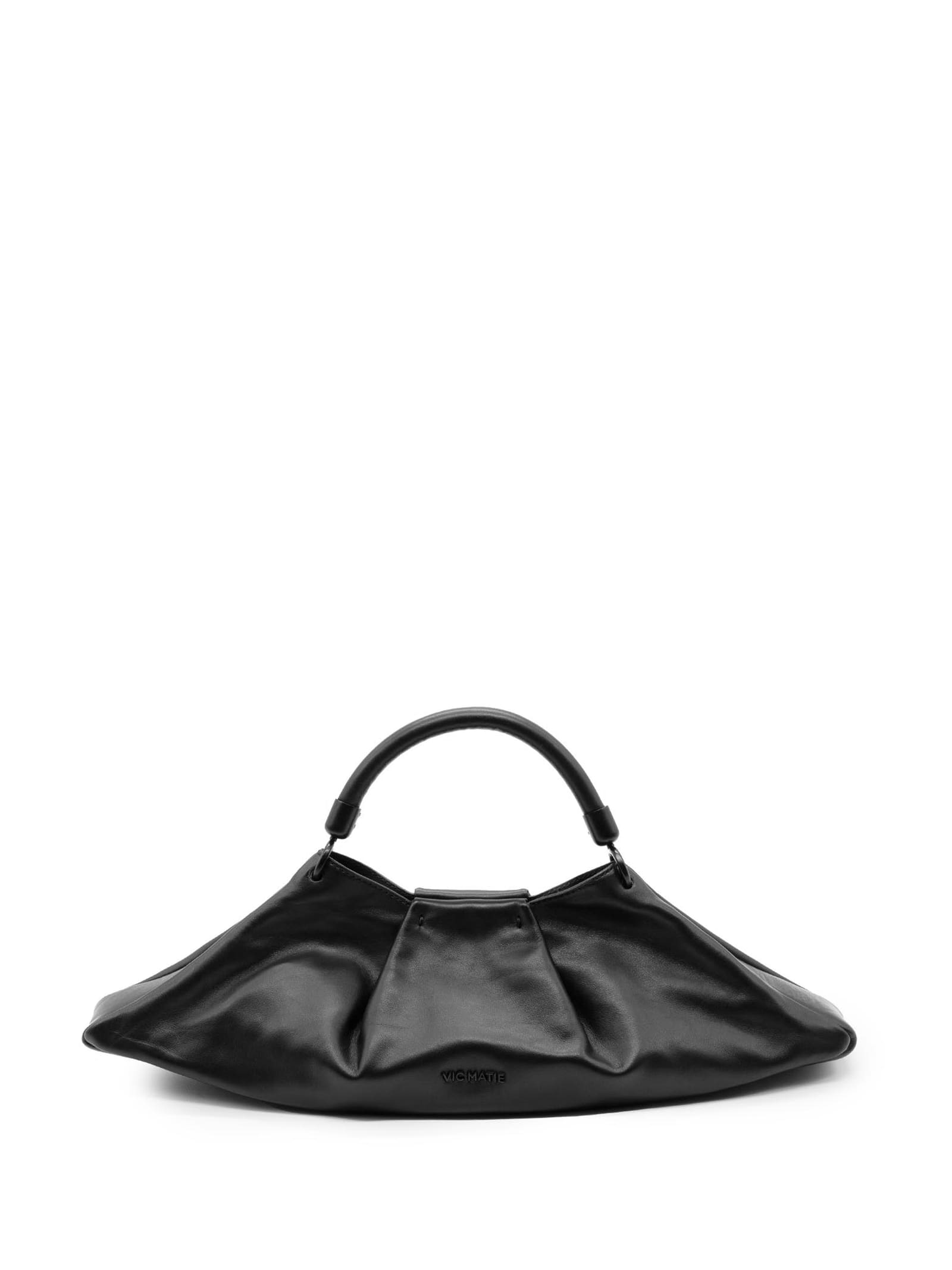 Vic Matié Black Leather Clutch Bag With Shoulder Strap