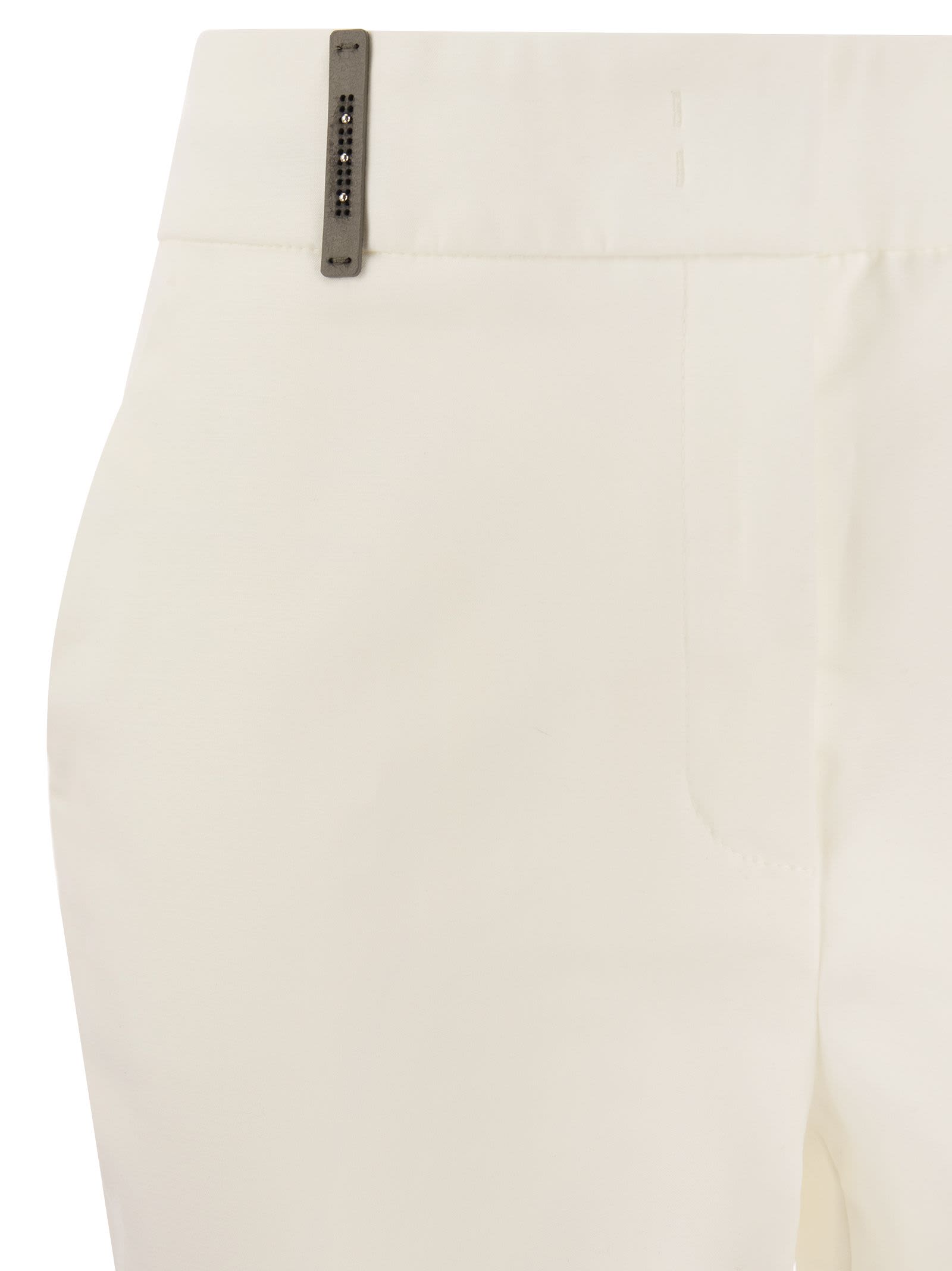 Shop Peserico Iconic Fit Trousers In Comfort Cotton Satin In White