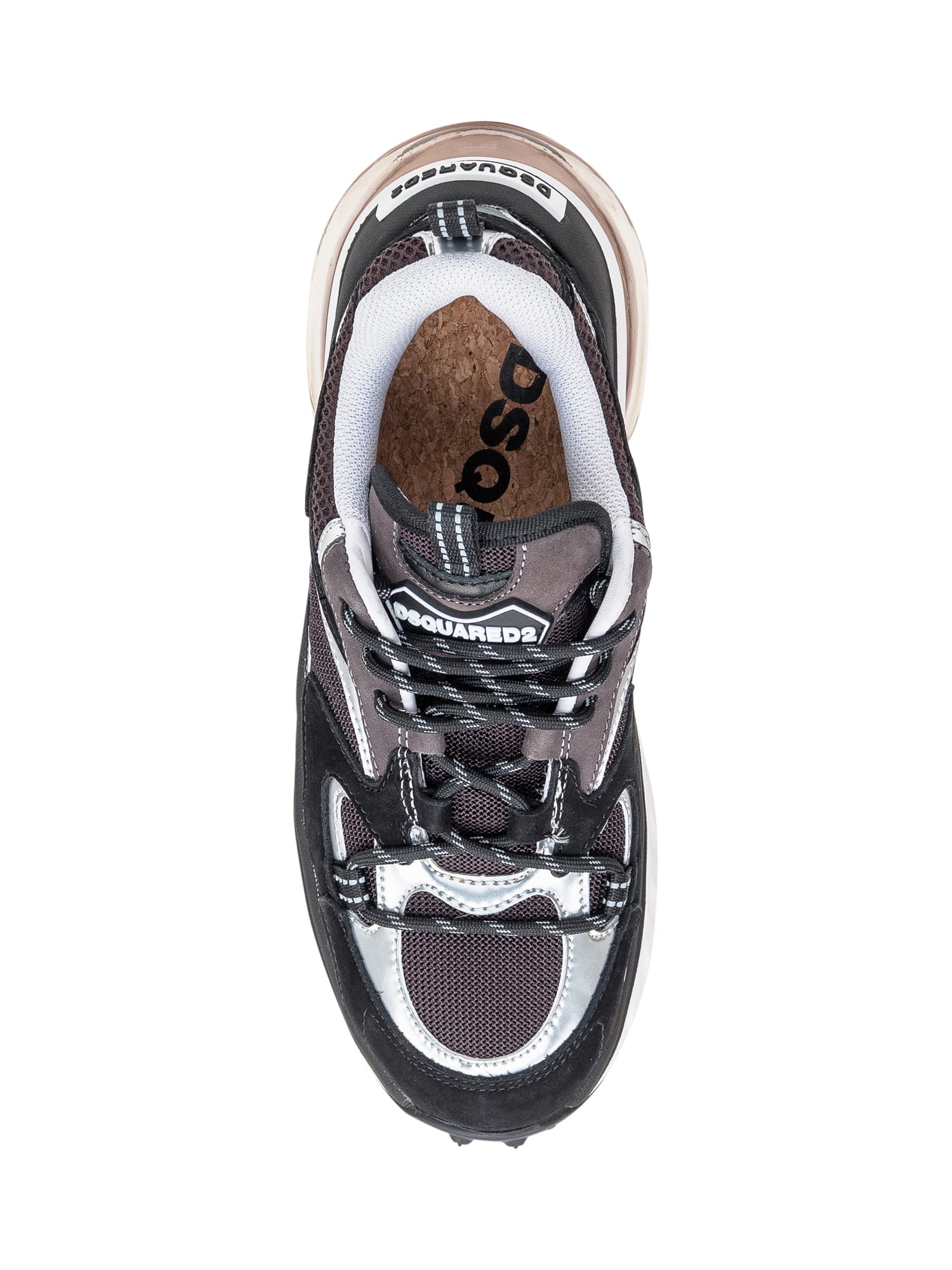 Shop Dsquared2 Bubble Sneaker In Nero-grigio-argento