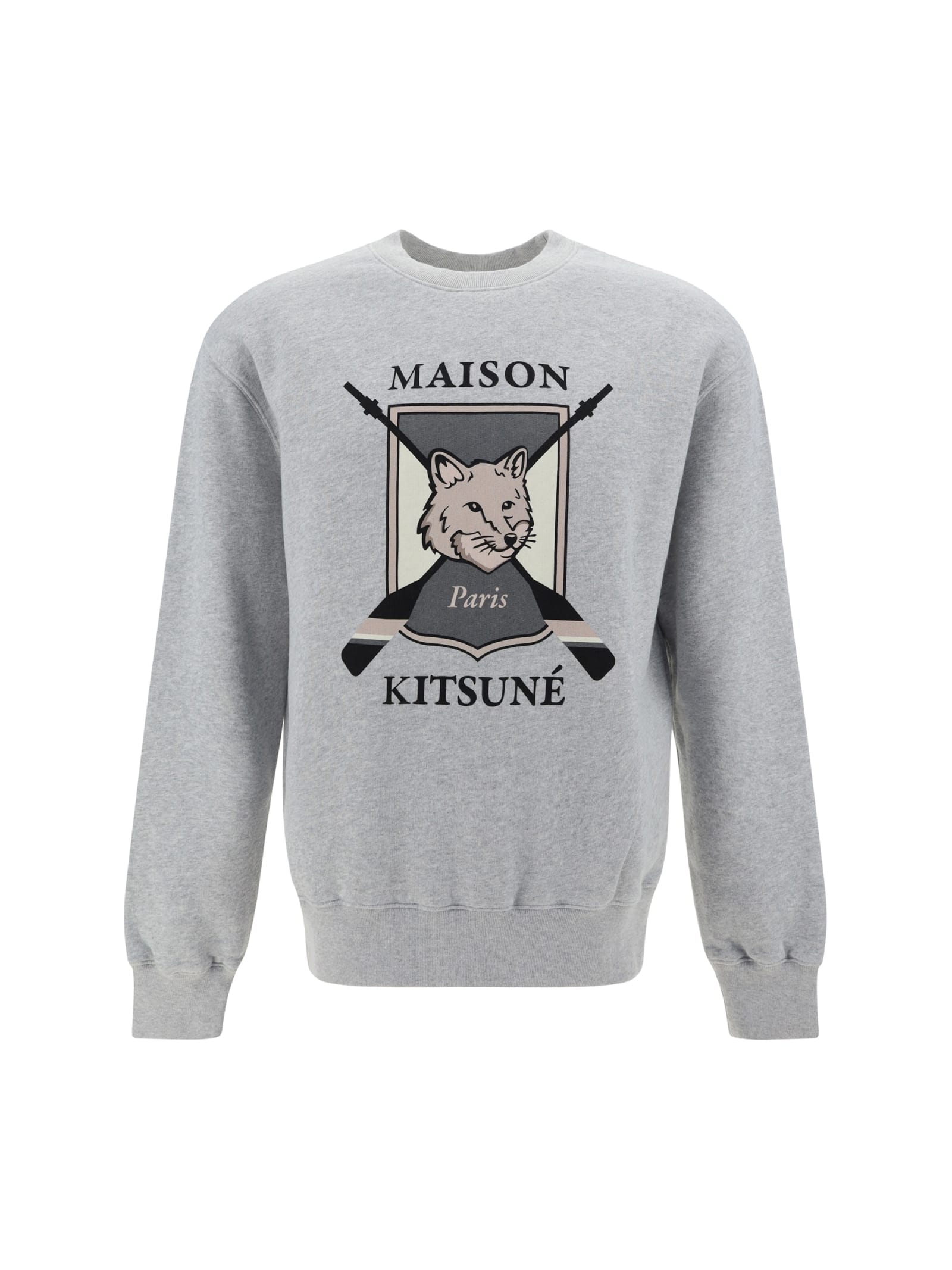 Shop Maison Kitsuné College Fox Sweatshirt In Light Grey