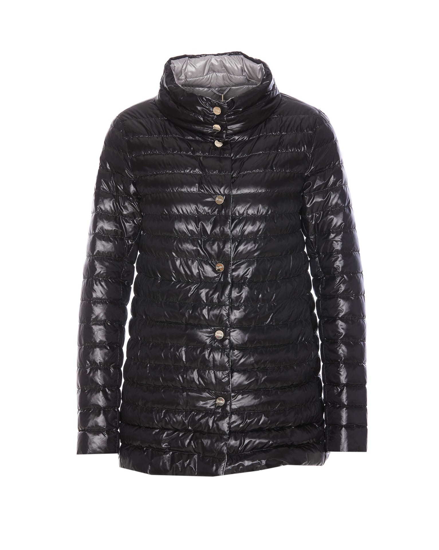 Herno Lightweight Quilted Grey Jacket With High Collar