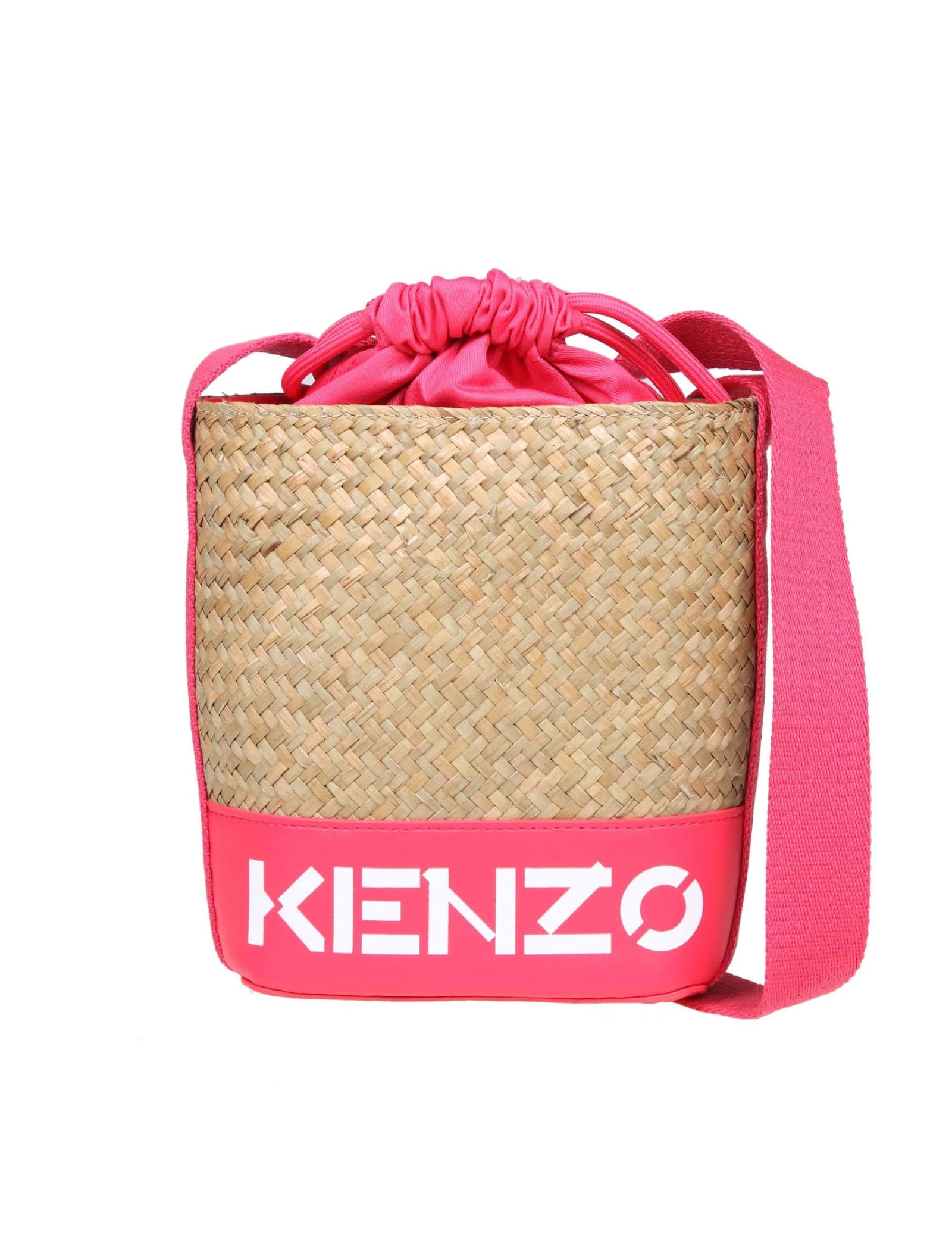 Kenzo Bucket Bag In Raffia With Logo
