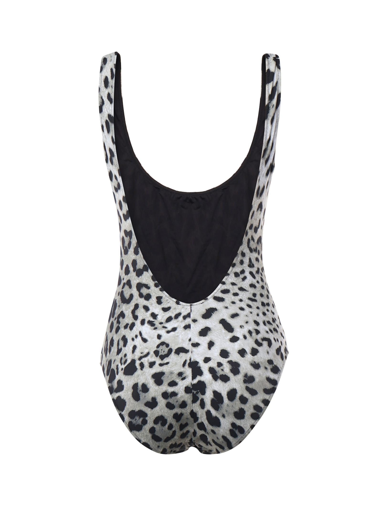 Dolce & Gabbana Leopard Print Olympic One-piece Swimsuit In Brown