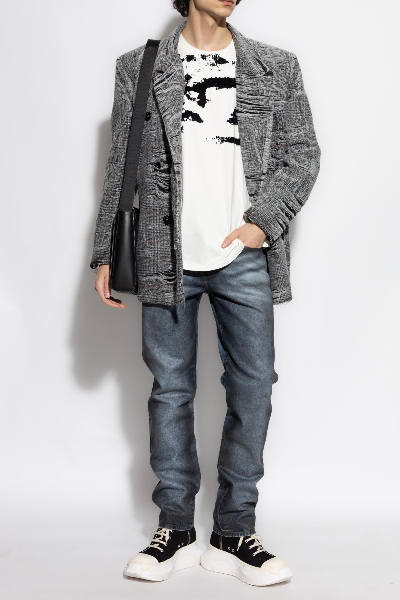 Diesel T-shirt With Distressed Flocked Logo In White