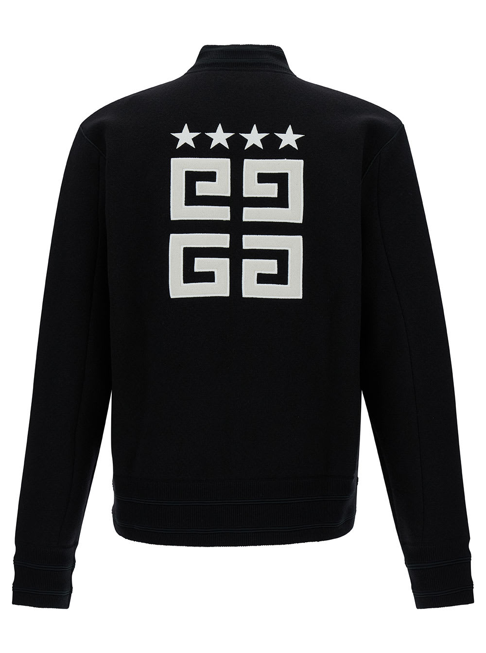 Shop Givenchy Black Varsity Jacket With Contrasting 4g Logo Print In Wool Man