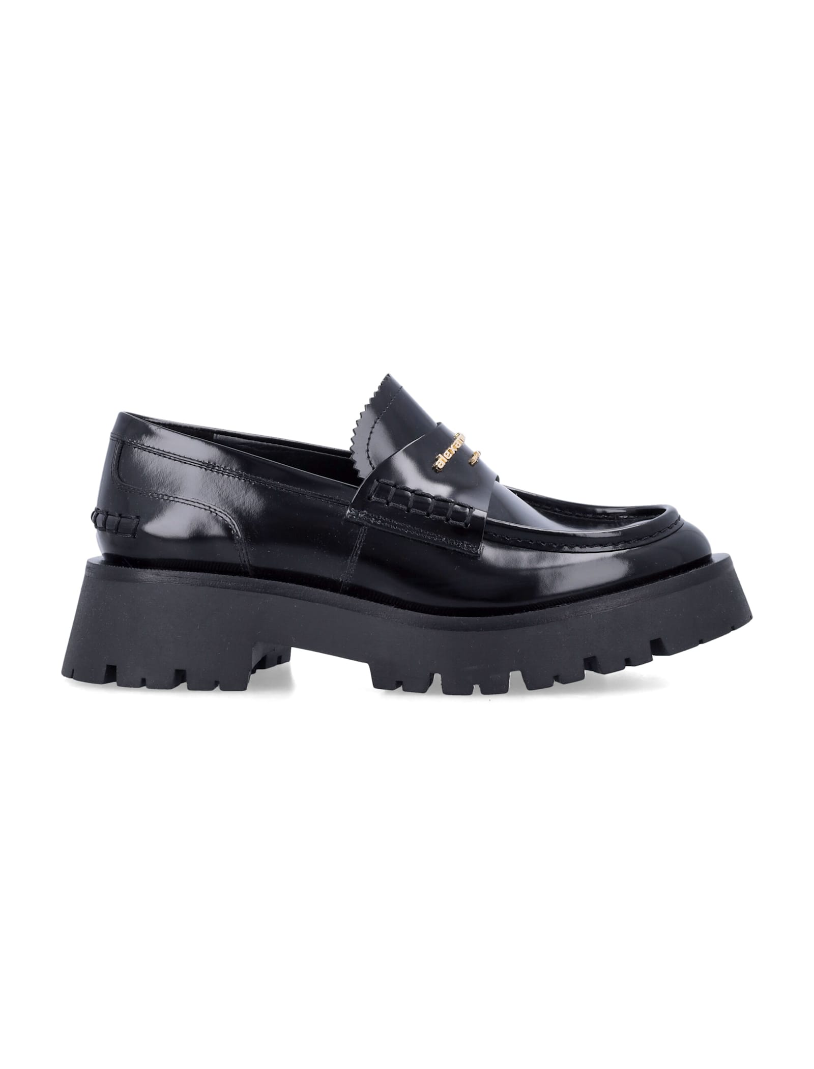 Alexander Wang Carter Mid-heel Leather Loafers In Black
