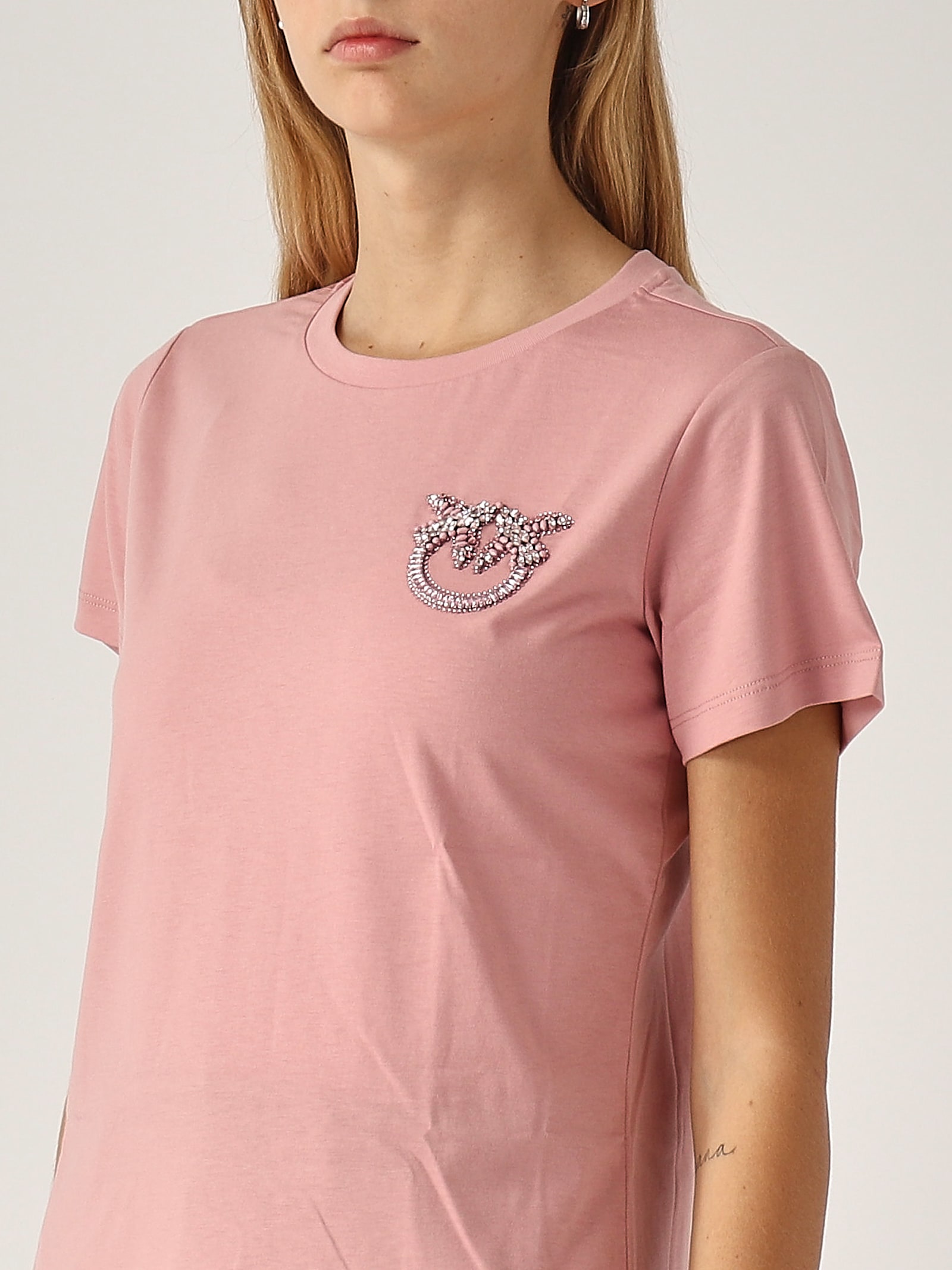 Shop Pinko Nambrone T-shirt T-shirt In Rosa Antico