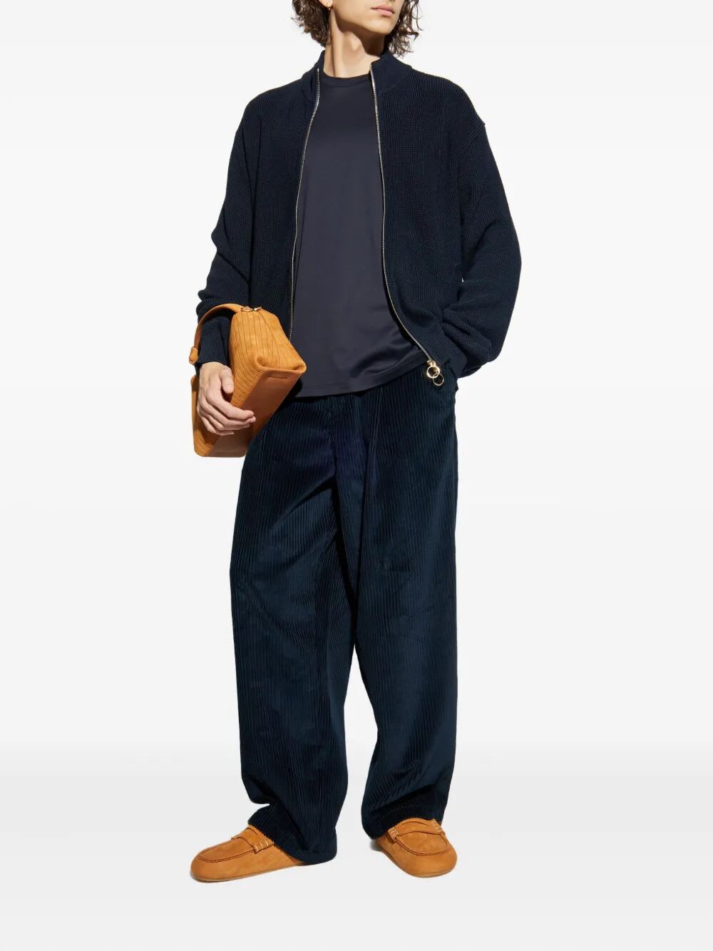 Paul&shark Shark Tag Tech Wool Full Zip Sweater In Blue