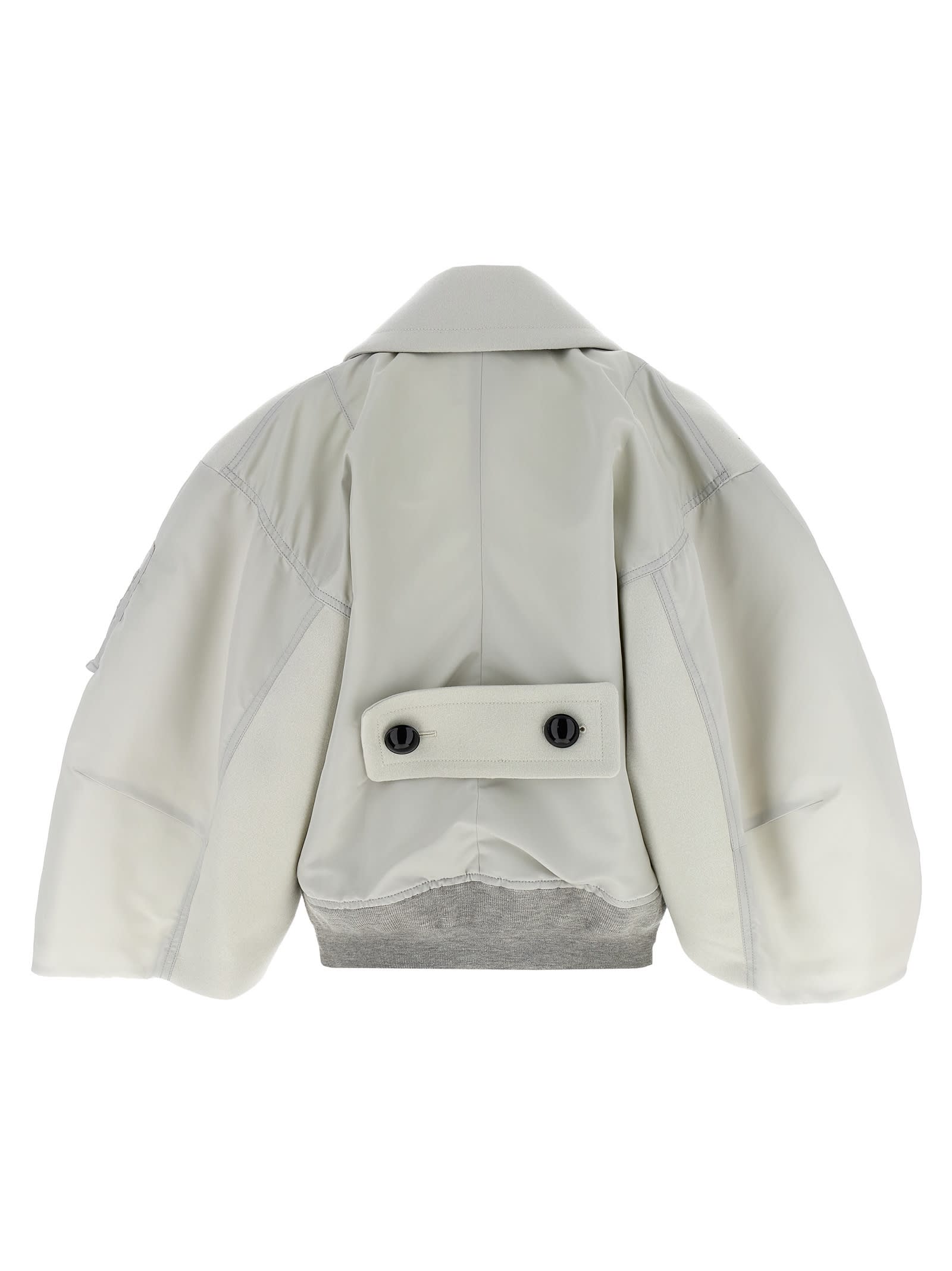 Shop Sacai Melton Cropped Jacket In Gray