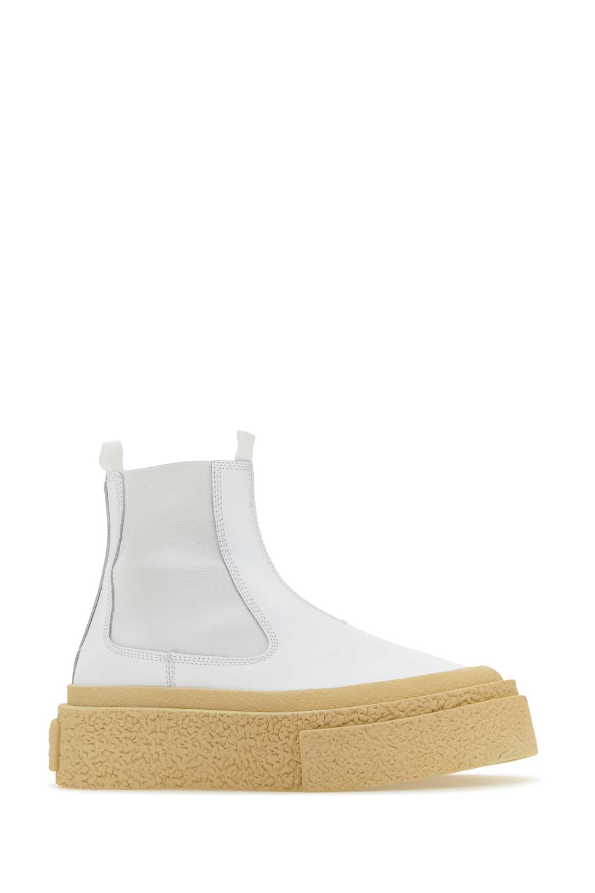 Mm6 Maison Margiela White Leather Ankle Boots In Brightwhite