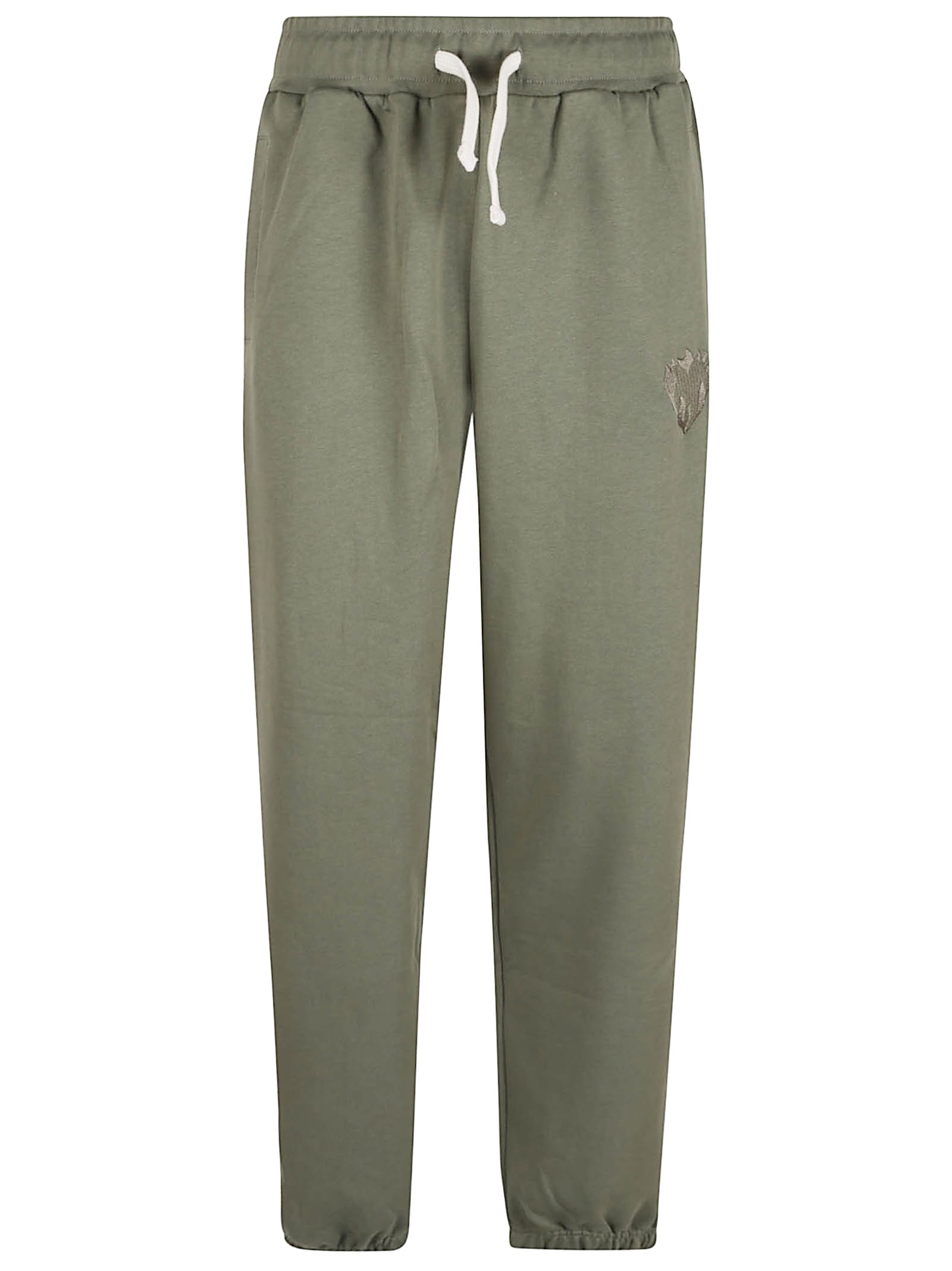 Green Pants With Embridered Flaming Heart Logo