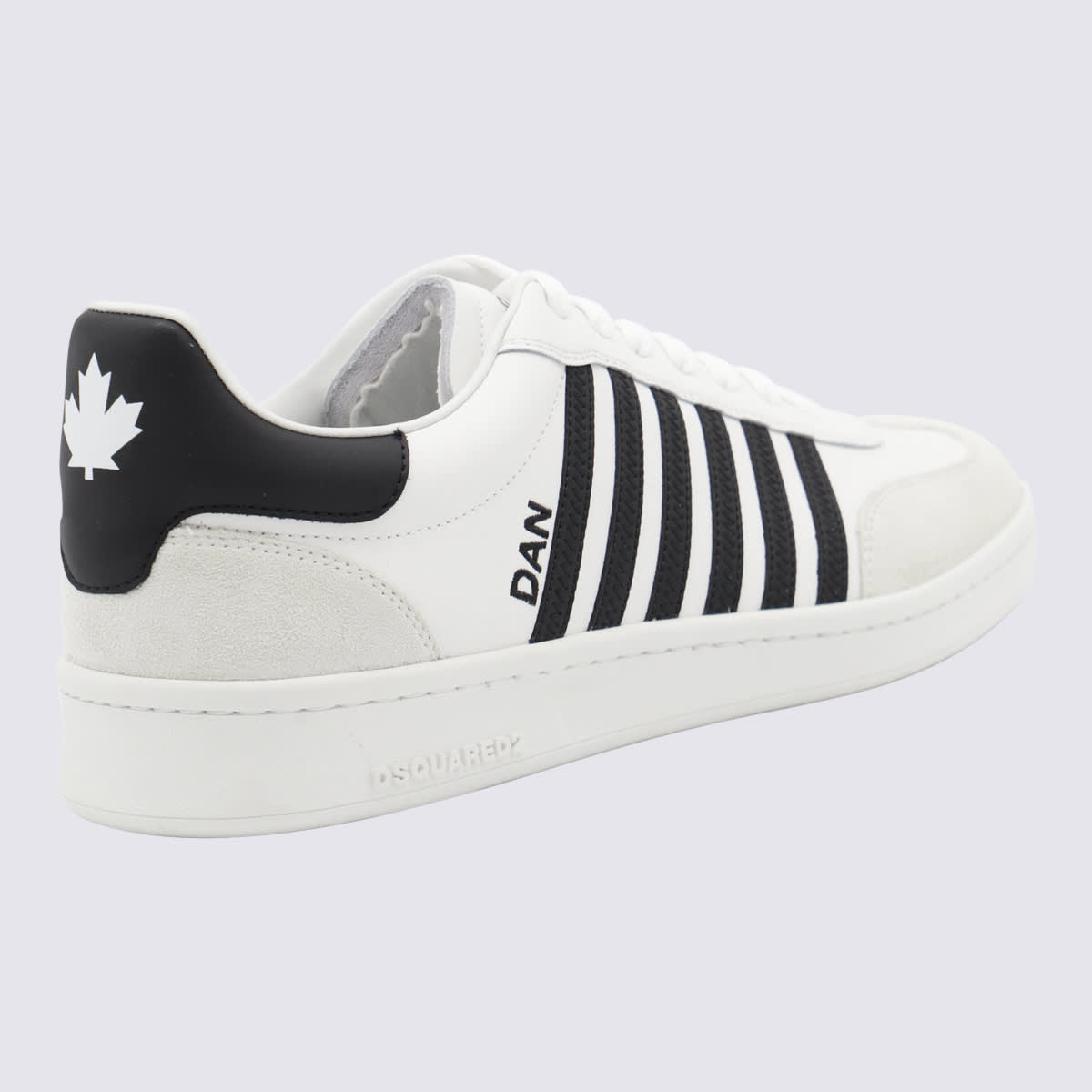 Shop Dsquared2 White Leather Sneakers In White+black