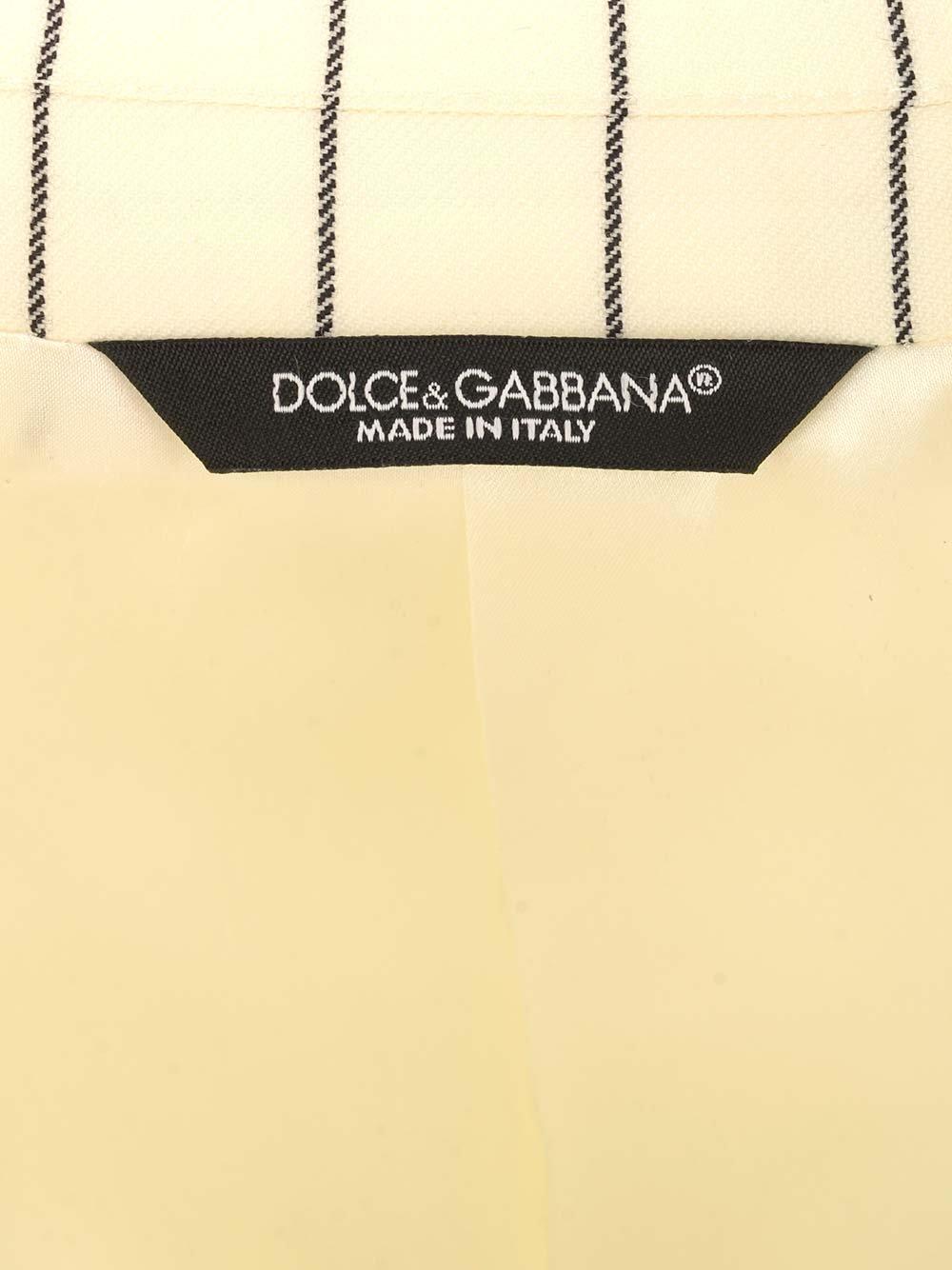Shop Dolce & Gabbana Double Breasted Striped Blazer In Neutrals