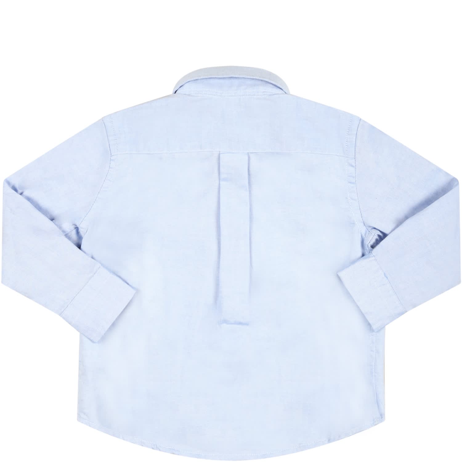 Shop Ralph Lauren Light Blue Shirt For Baby Boy With Pony Logo