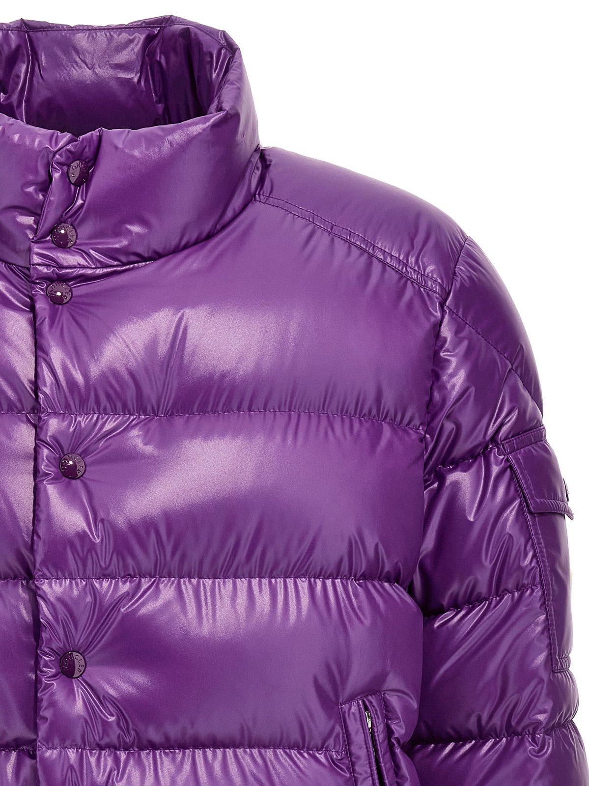 Shop Moncler Lule High Neck Zipup Padded Jacket In Purple