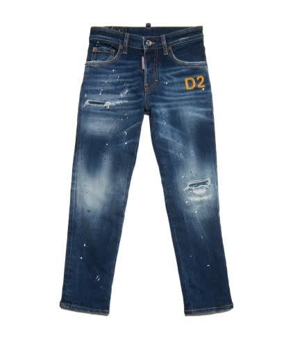 Dsquared2 Kids' Straight Jeans With Print In Blue