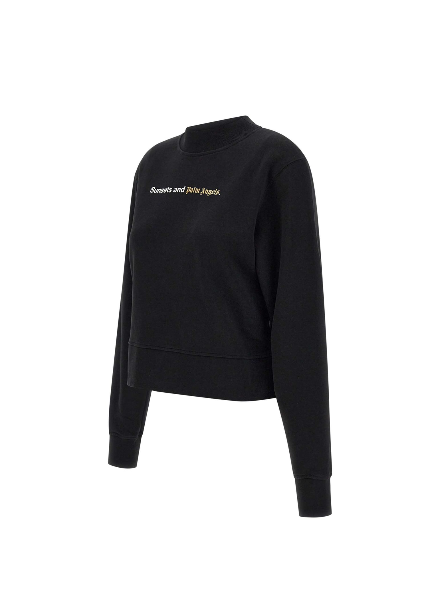 Shop Palm Angels Sunsets Cotton Sweatshirt In Black Whit