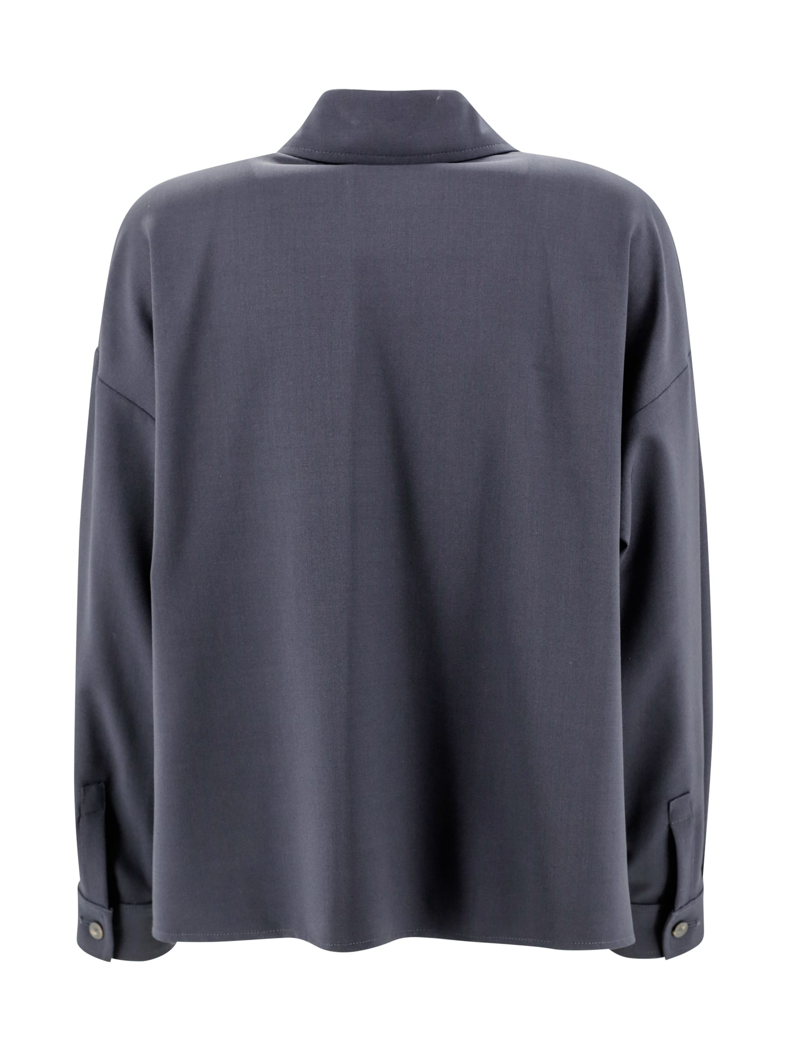 Shop Weekend Max Mara Wool Blend Gabardine Crop Jacket In Blue