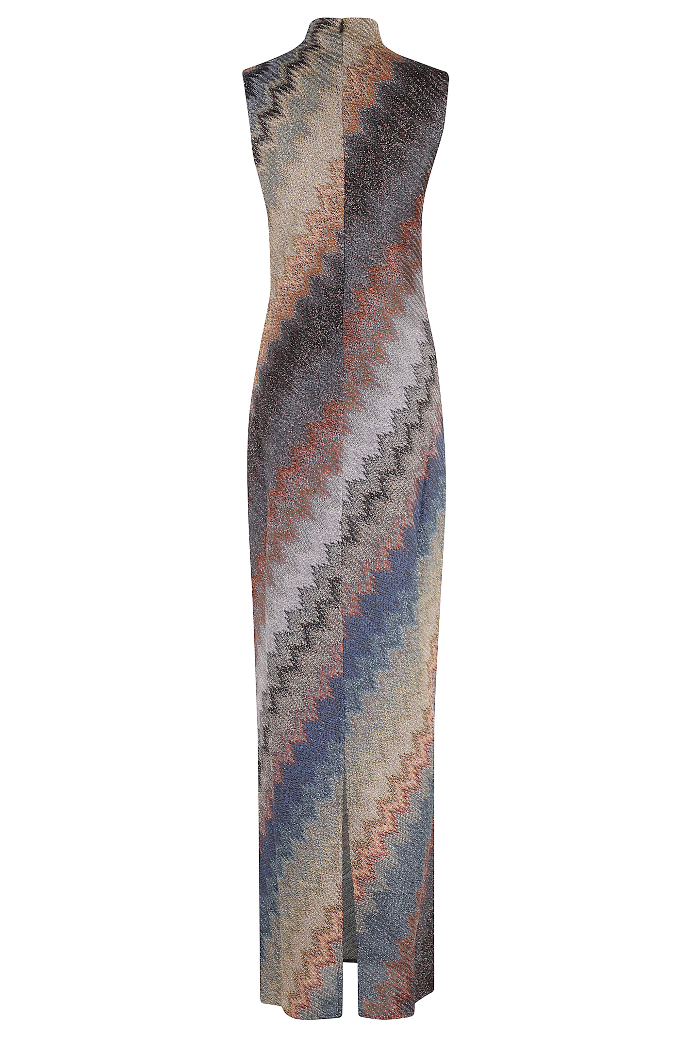 Missoni Sleeveless Long Dress Blue Tones On Dark Base In Multi