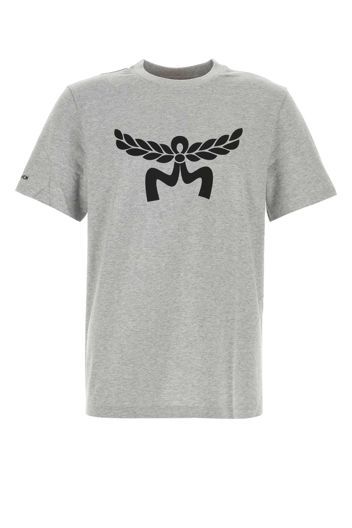 Shop Mcm Grey Cotton T-shirt In Melangegrey