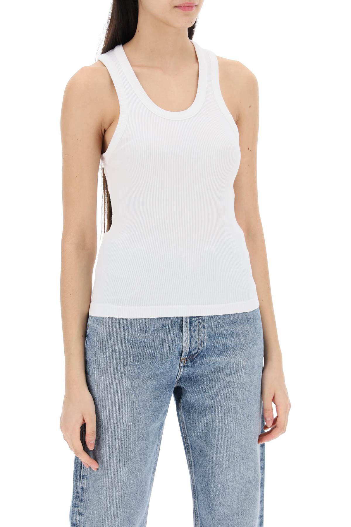 Shop Agolde Poppy Ribbed Tank Top In White (white)