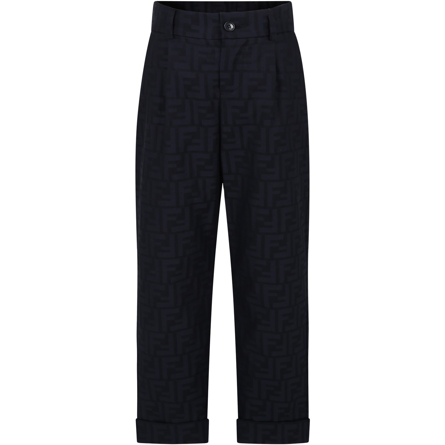 Fendi Kids' Blue Trousers For Boy With Ff