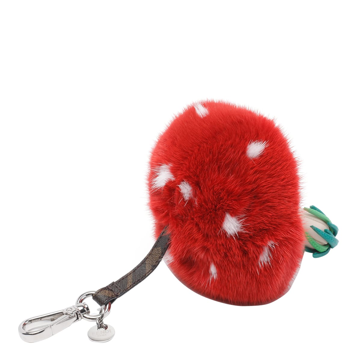 Fendi Multicolor Leather And Fur Fungo Charm In Red