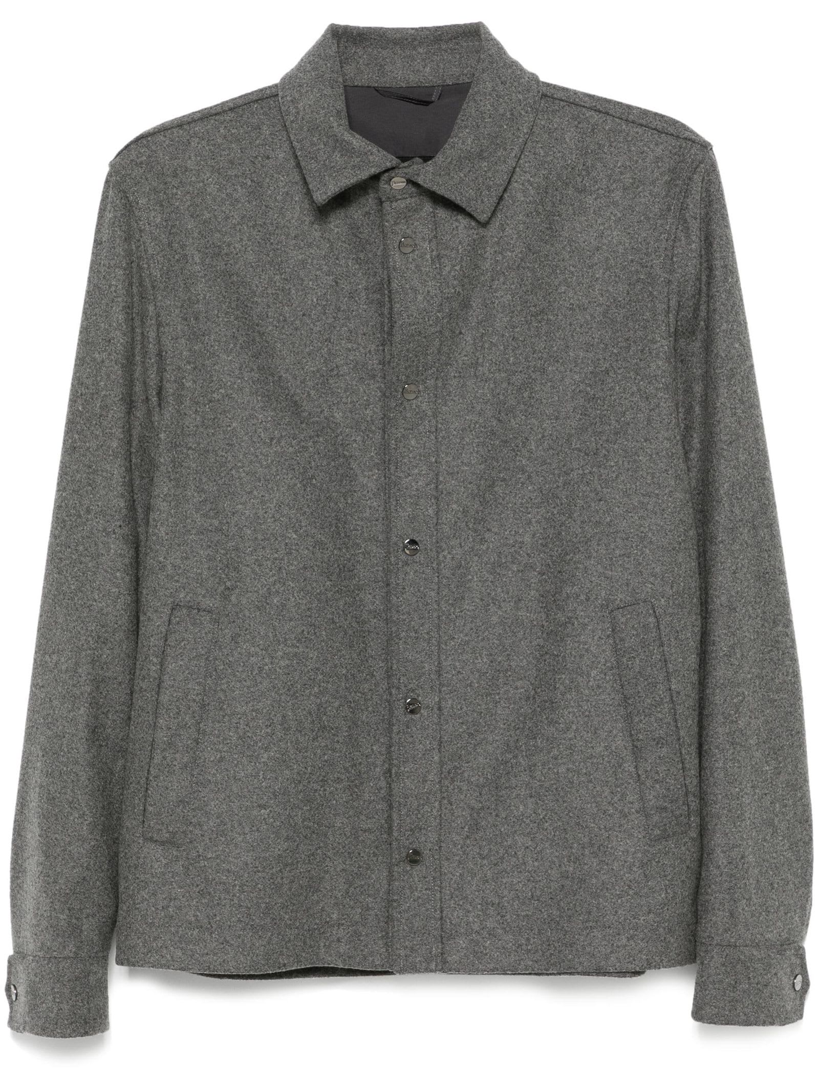 Shop Herno Shirt In Half Fishermans-stitched Fabric In Grey