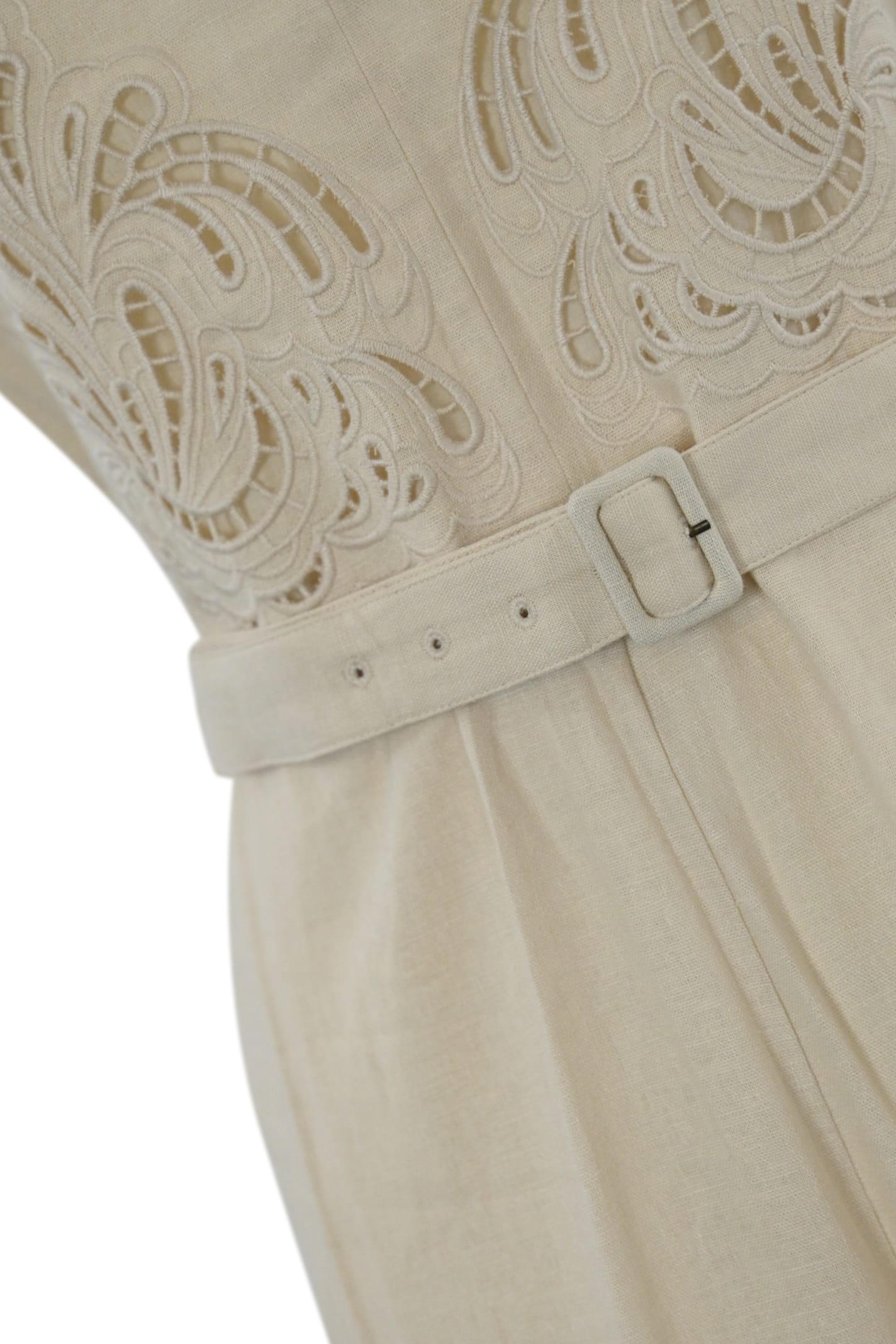 TWINSET LINEN BLEND JUMPSUIT WITH EMBROIDERY AND BELT TWINSET