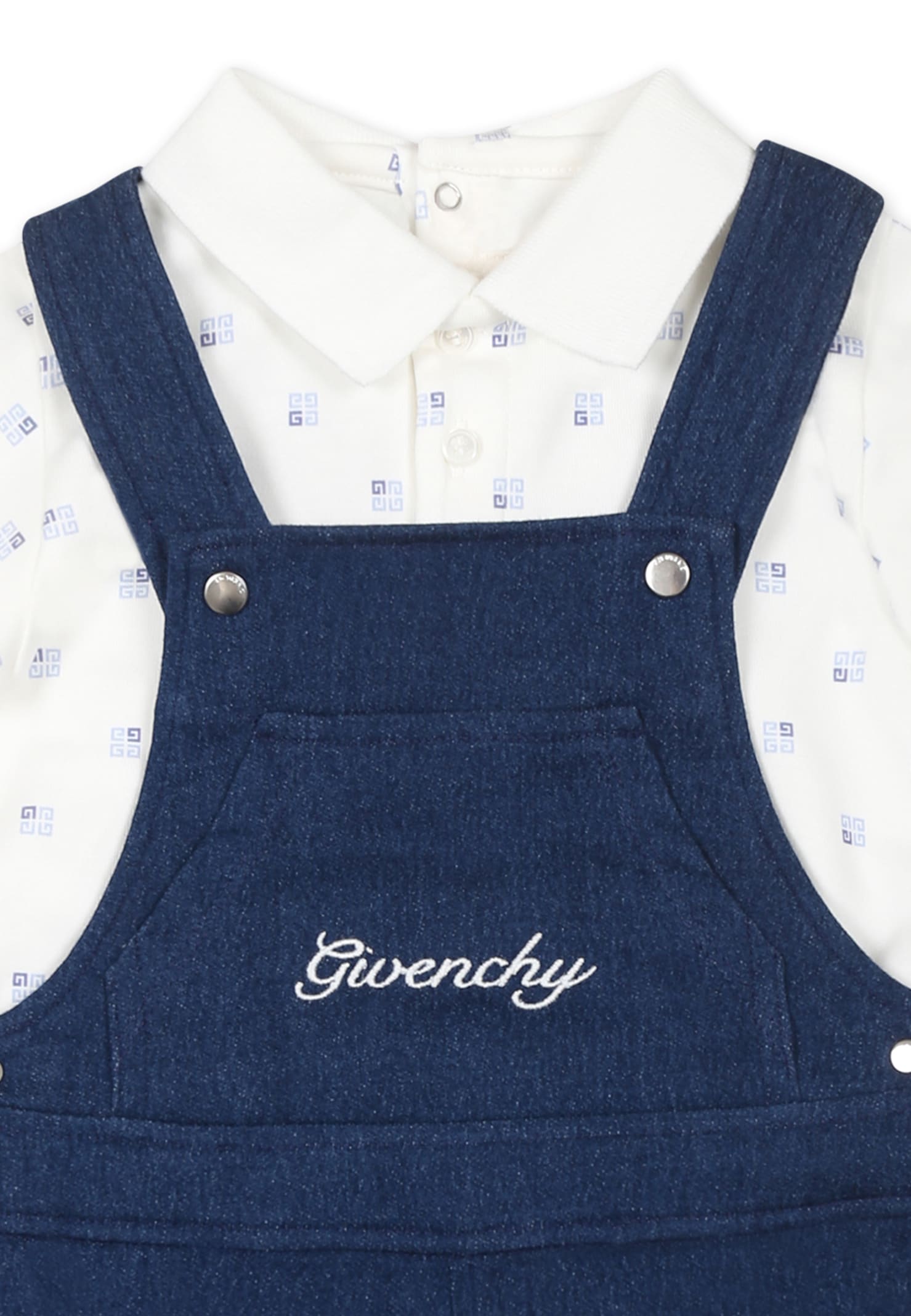Givenchy Logo-embroidered Dungarees Set In Denim