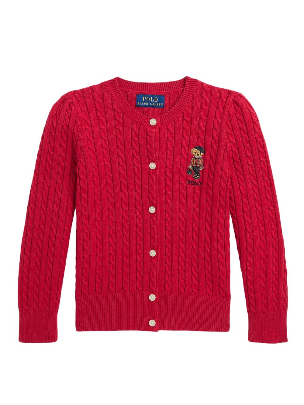 Polo Ralph Lauren Kids' Minicablbear Sweater Cardigan In Park Ave Red