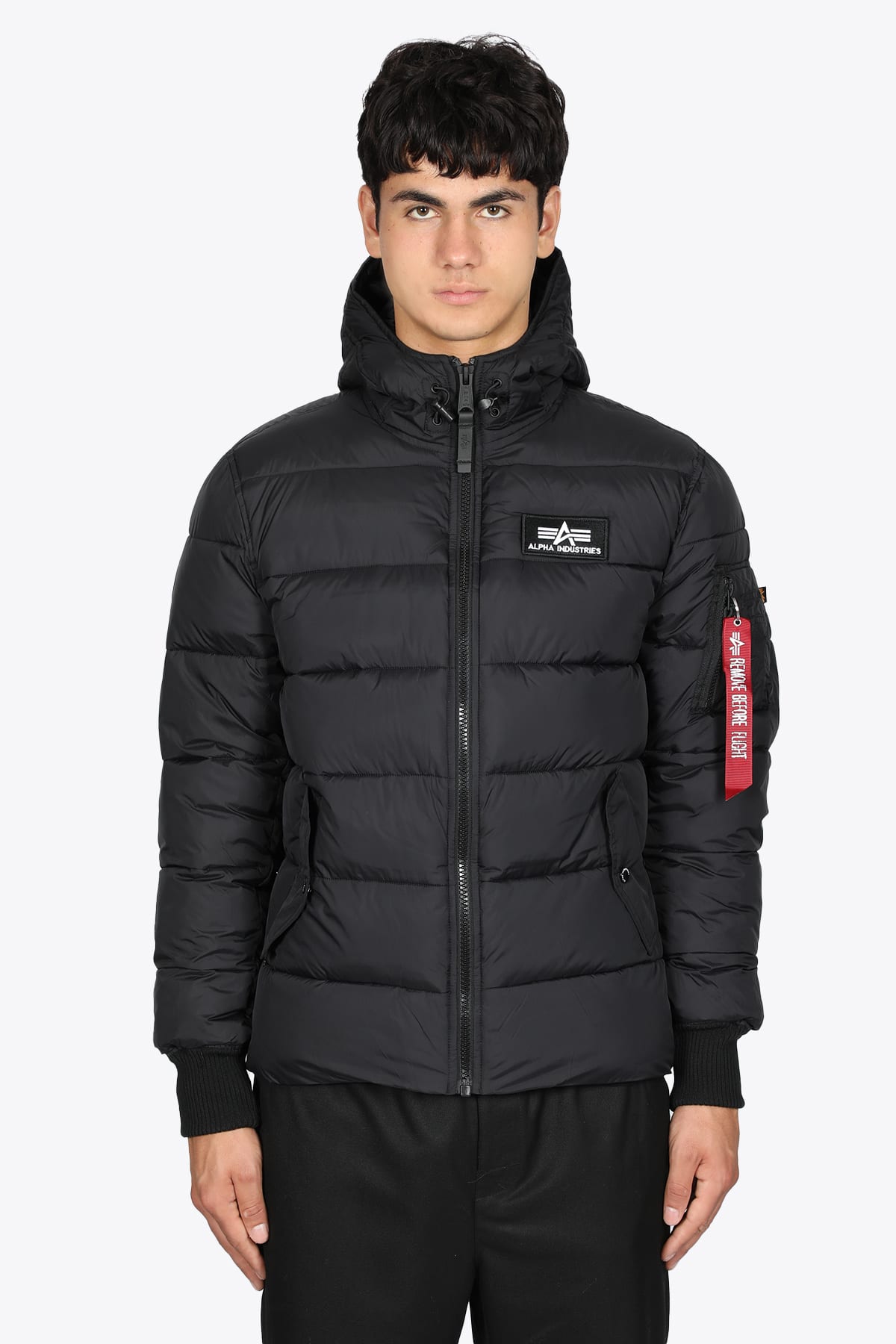 Alpha Industries Hooded Puffer Jacket Black nyklon hooded puffer jacket